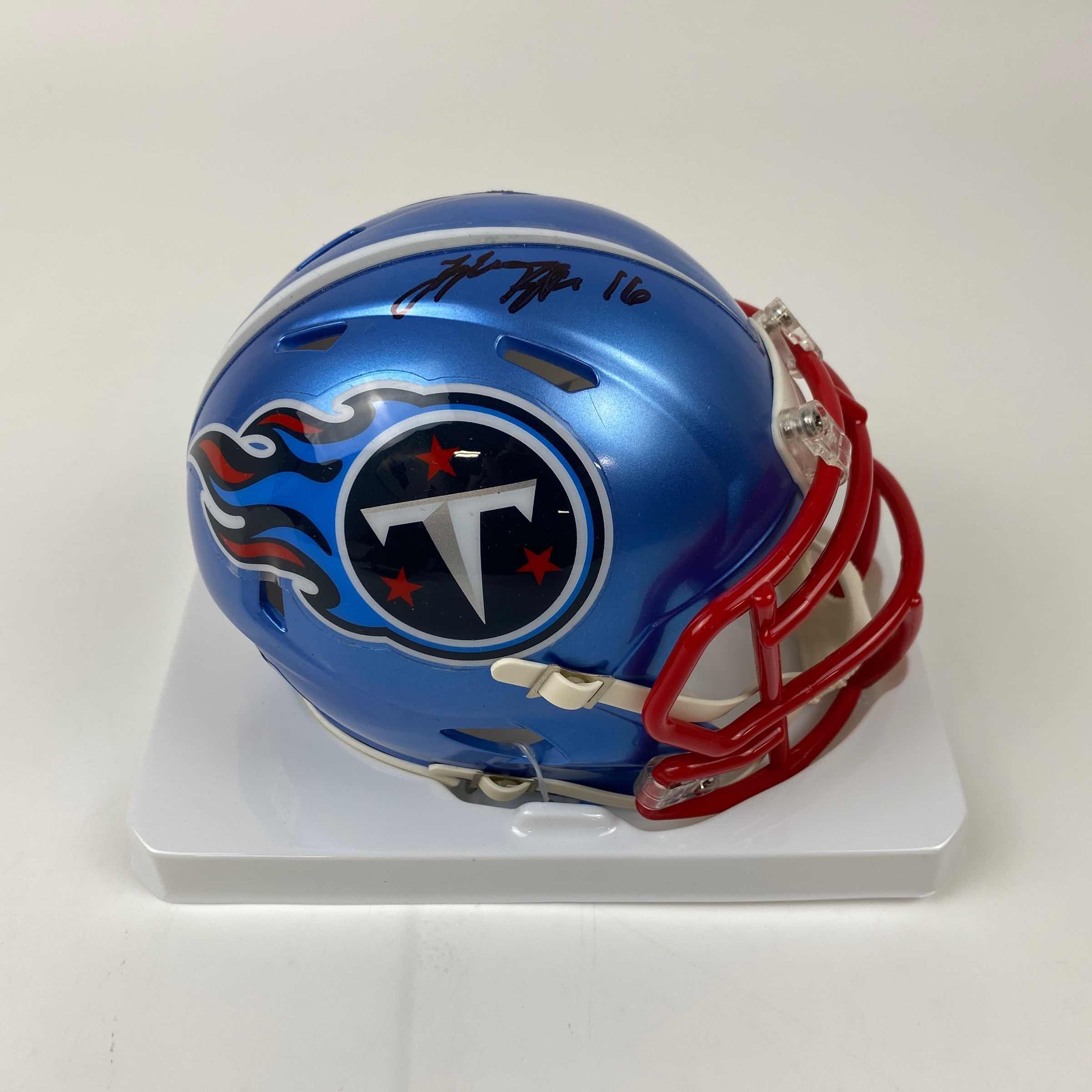 Autographed/Signed Treylon Burks Tennessee Titans Flash Mini Football Helmet Beckett BAS COA