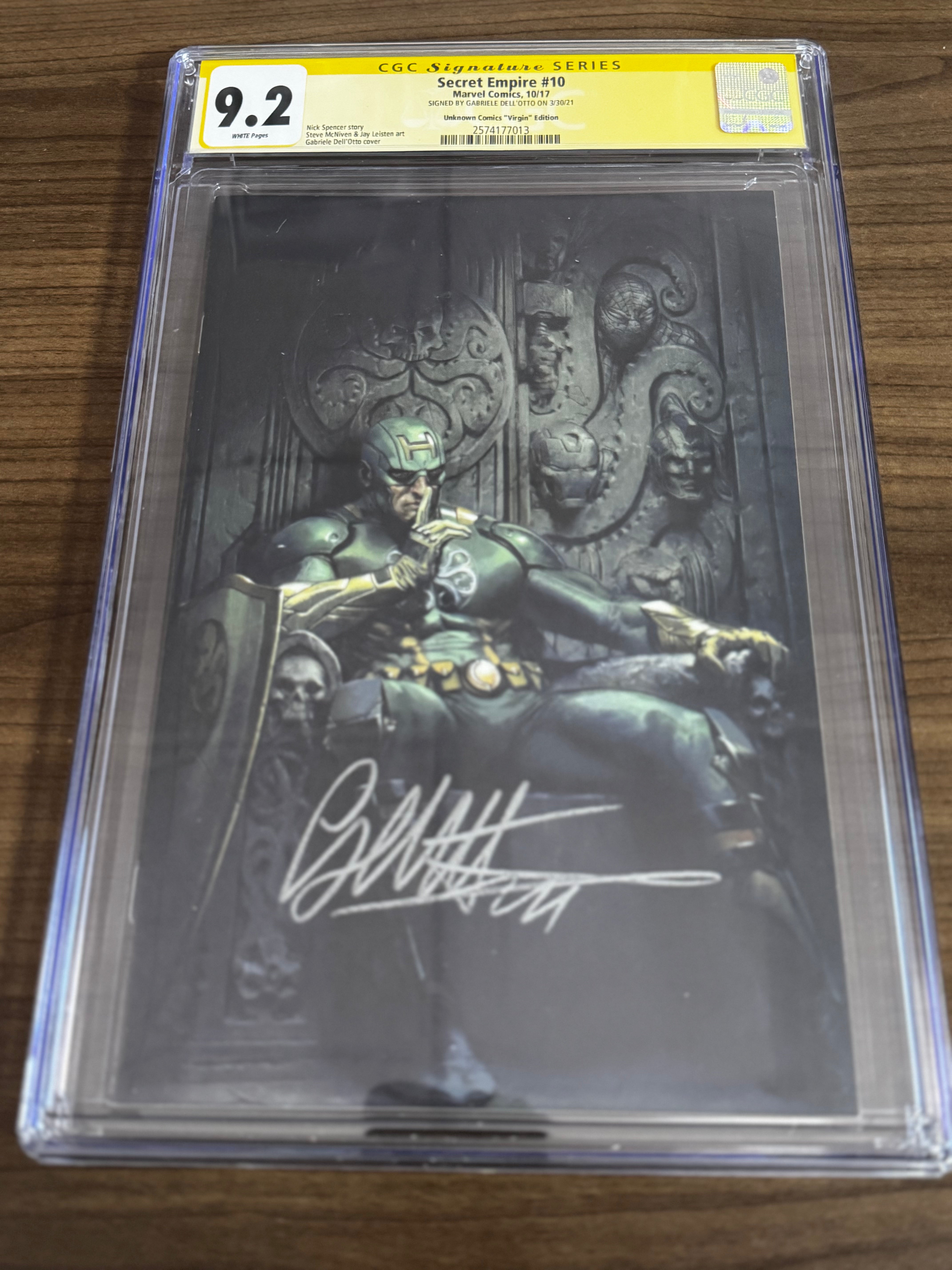 SECRET EMPIRE #10 [SIGNED] GABRIELE DELL'OTTO EXCLUSIVE VIRGIN VAR CGC 9.2 SS YELLOW LABEL [IN STOCK]