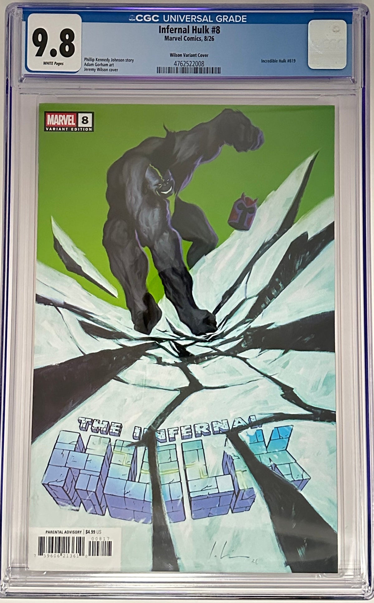 INFERNAL HULK #8 CGC 9.8 BLUE LABEL JEREMY WILSON 1:25 VAR [IN STOCK]