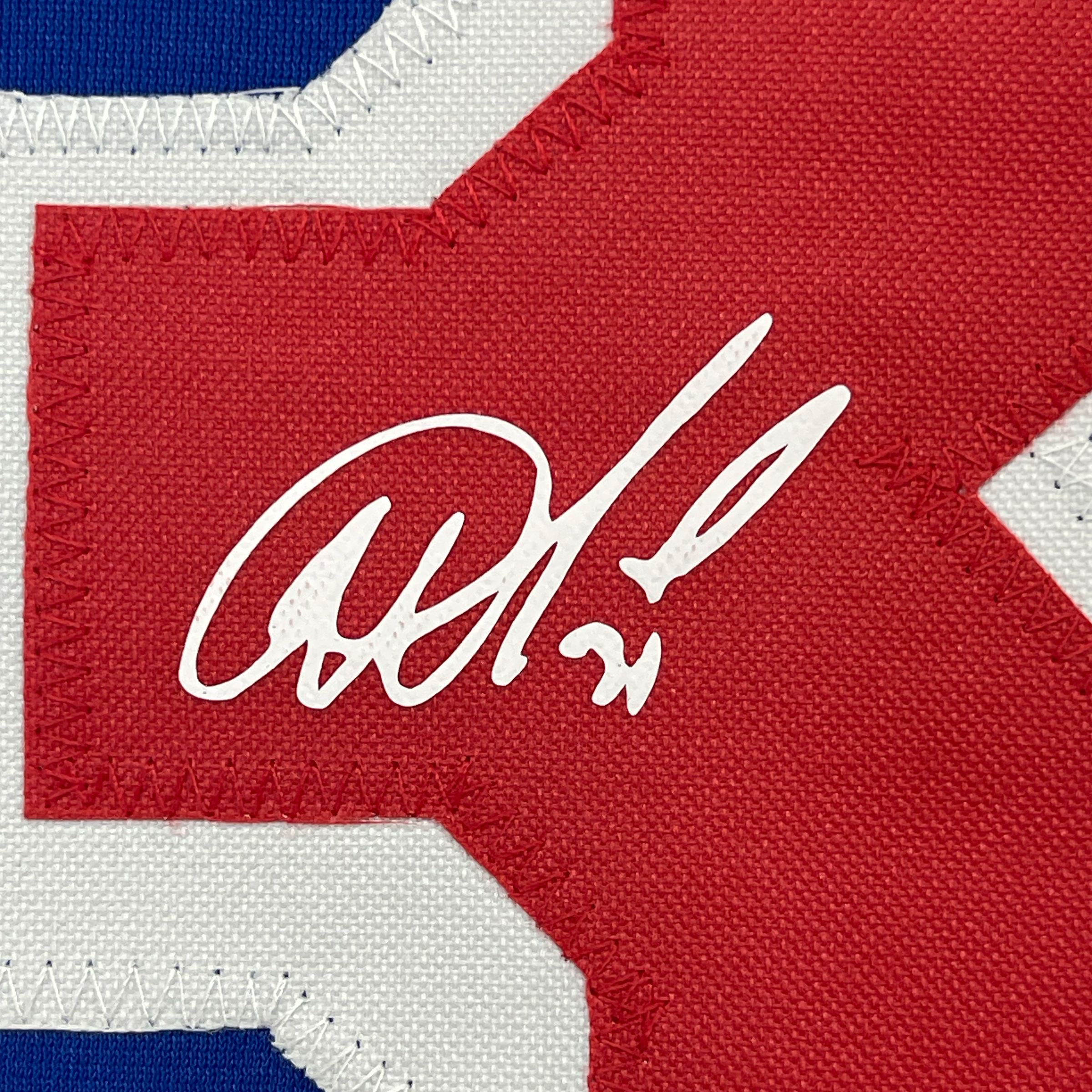 Framed Facsimile Autographed Igor Shesterkin 35x39 New York Blue Reprint Laser Auto Hockey Jersey