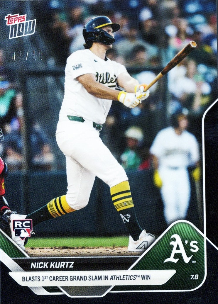 2025 Topps Now Nick Kurtz #401 Black Foil /10 Athletics Rookie RC Baseball Card