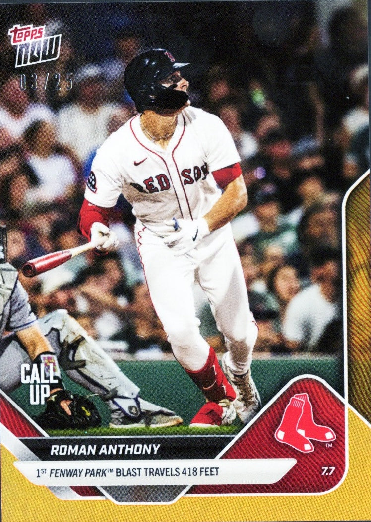 2025 Topps Now Roman Anthony #396 Orange Foil /25 Boston Red Sox Rookie RC Baseball Card