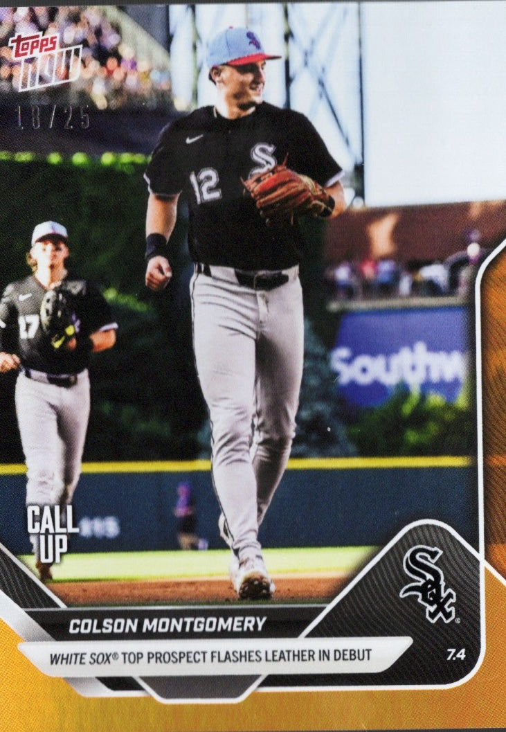 2025 Topps Now Colson Montgomery #387 Orange Foil /25 Chicago White Sox Rookie RC Baseball Card