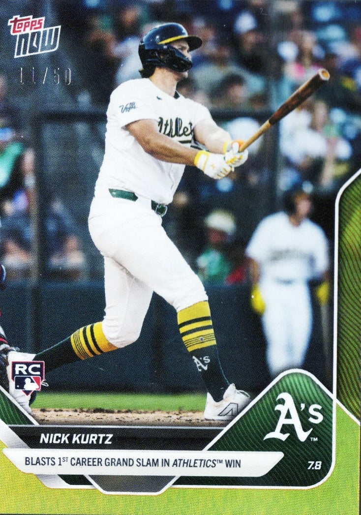 2025 Topps Now Nick Kurtz #401 Gold Foil /50 Athletics Rookie RC Baseball Card