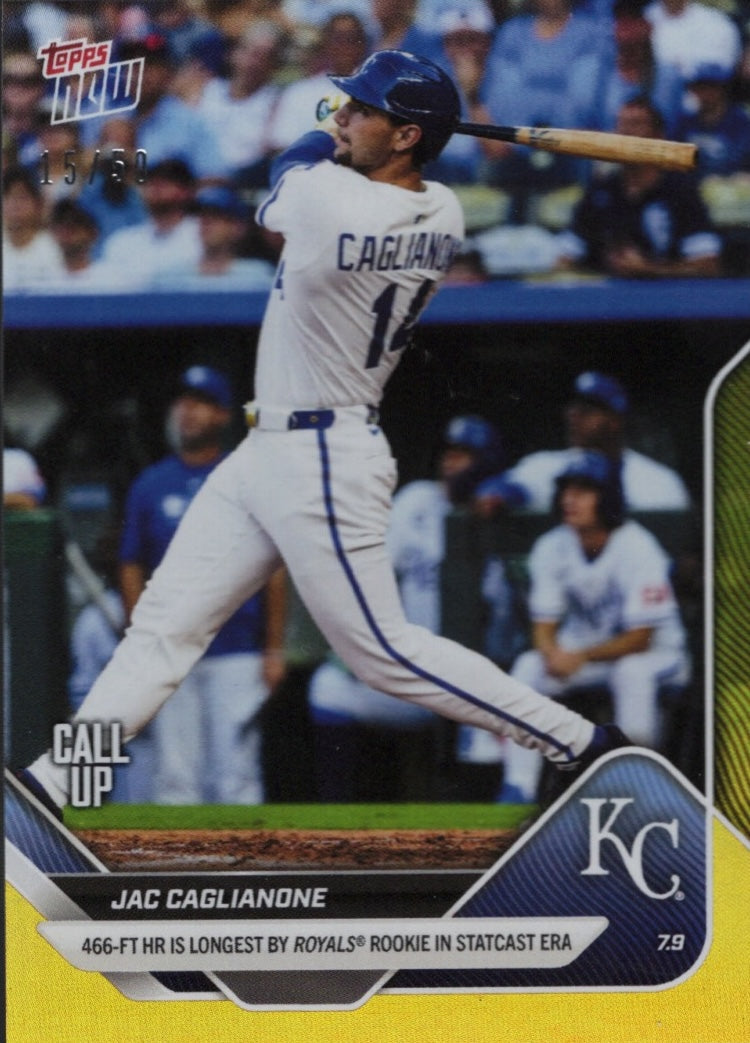2025 Topps Now Jac Caglianone #408 Gold Foil /50 Kansas City Royals Rookie RC Baseball Card