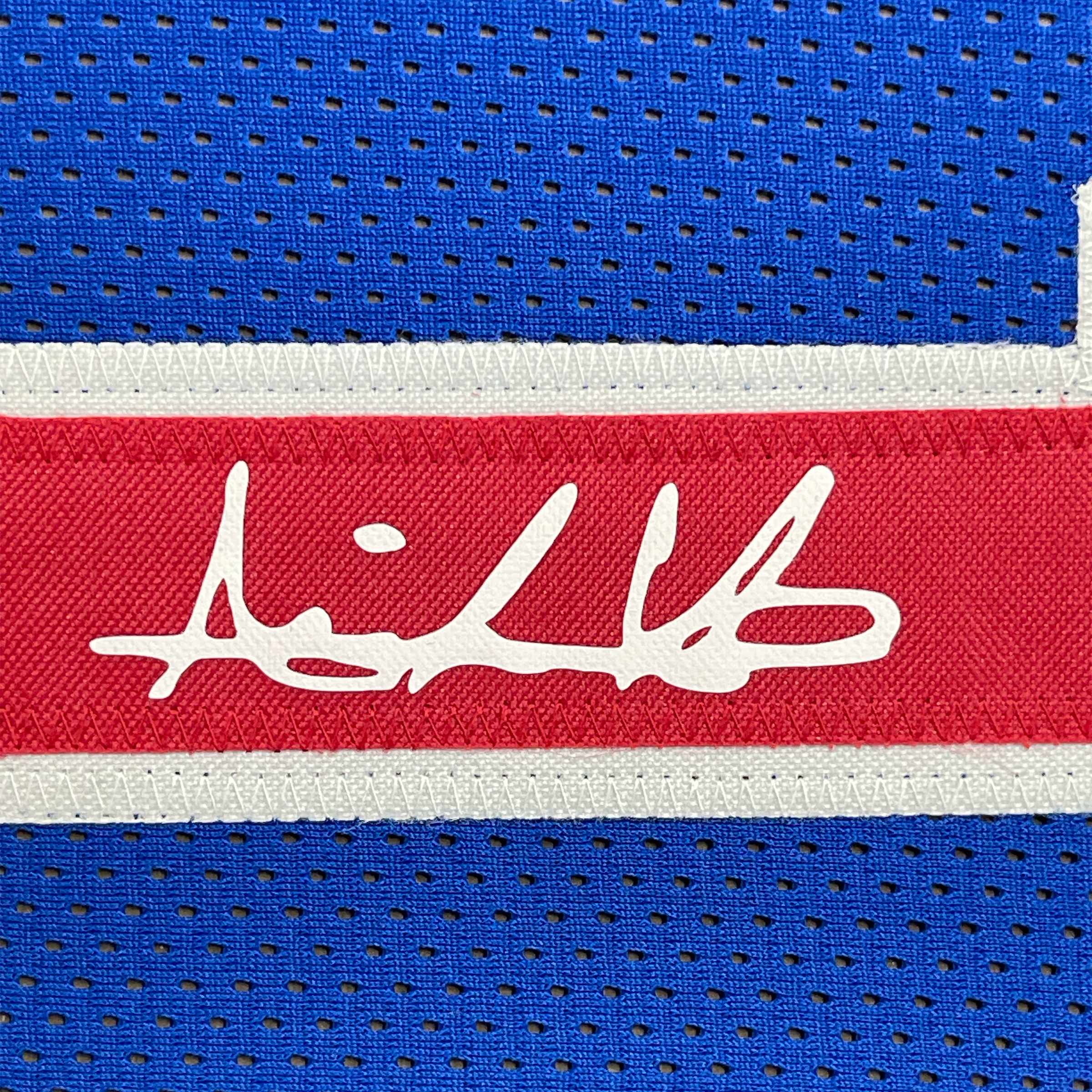 Framed Facsimile Autographed Isiah Thomas 35x39 Detroit Blue Reprint Laser Auto Basketball Jersey