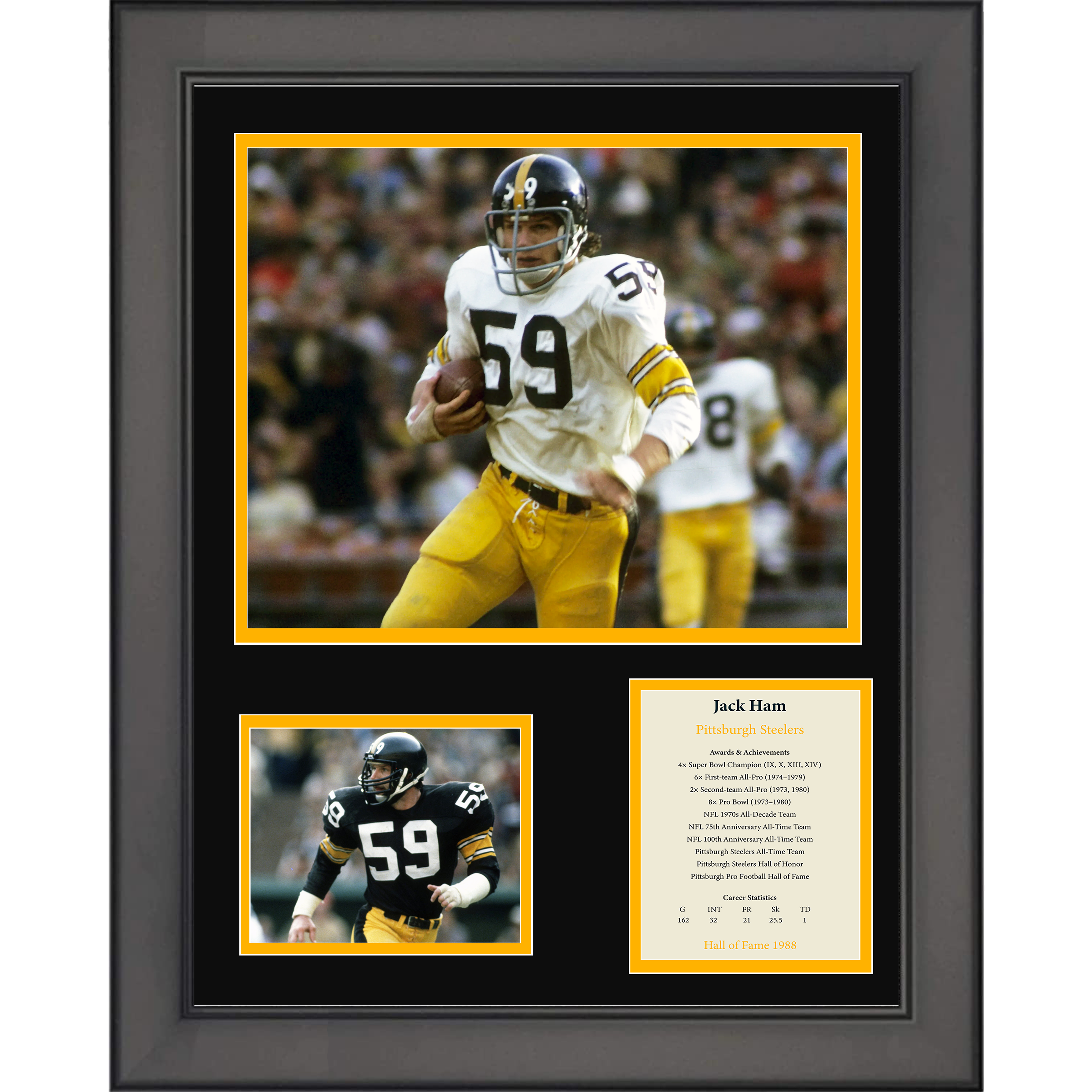 Framed Jack Ham Hall of Fame Pittsburgh Steelers 11"x14" Three Photo Collage