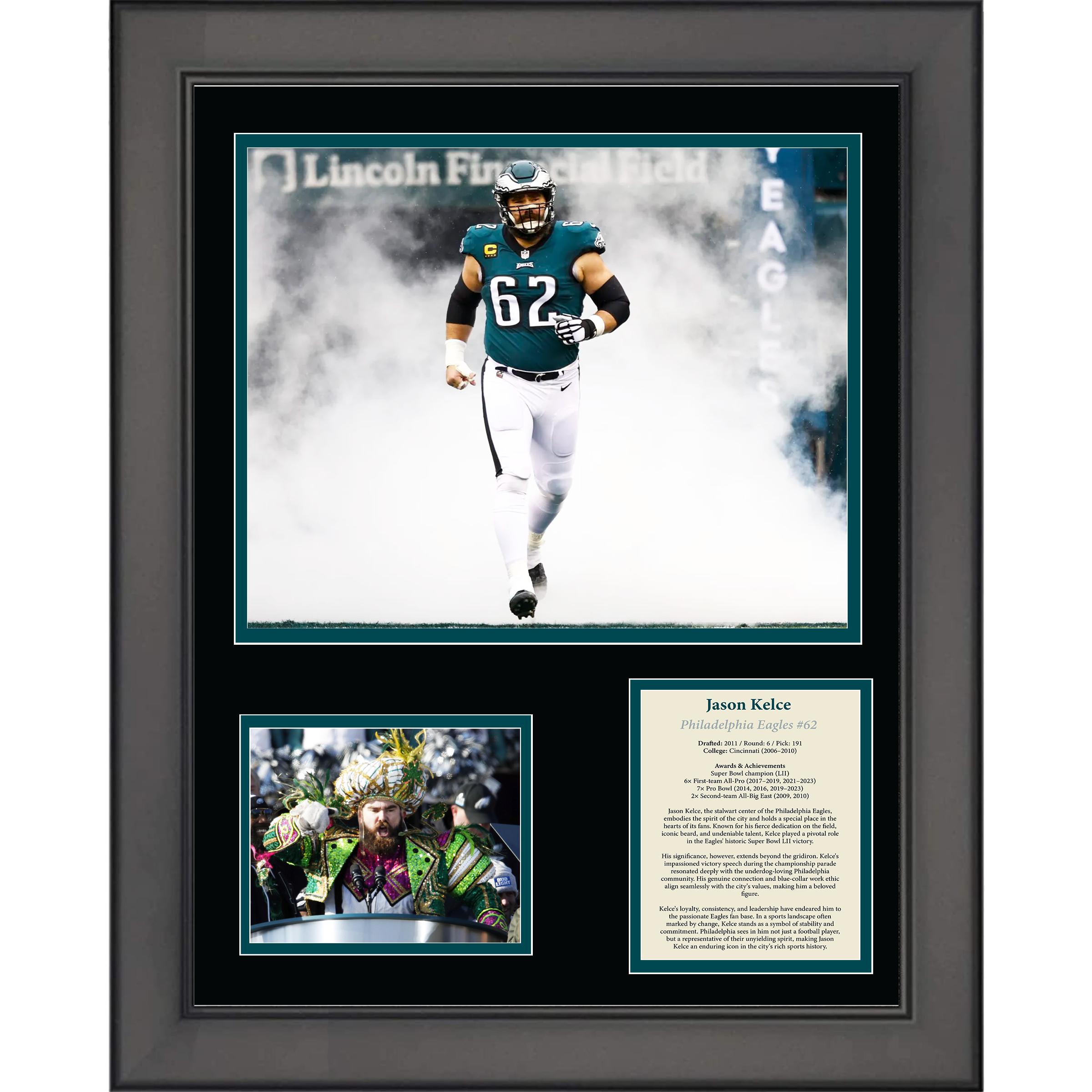 Framed Jason Kelce Philadelphia Eagles Football 11"x14" Three Photo Collage