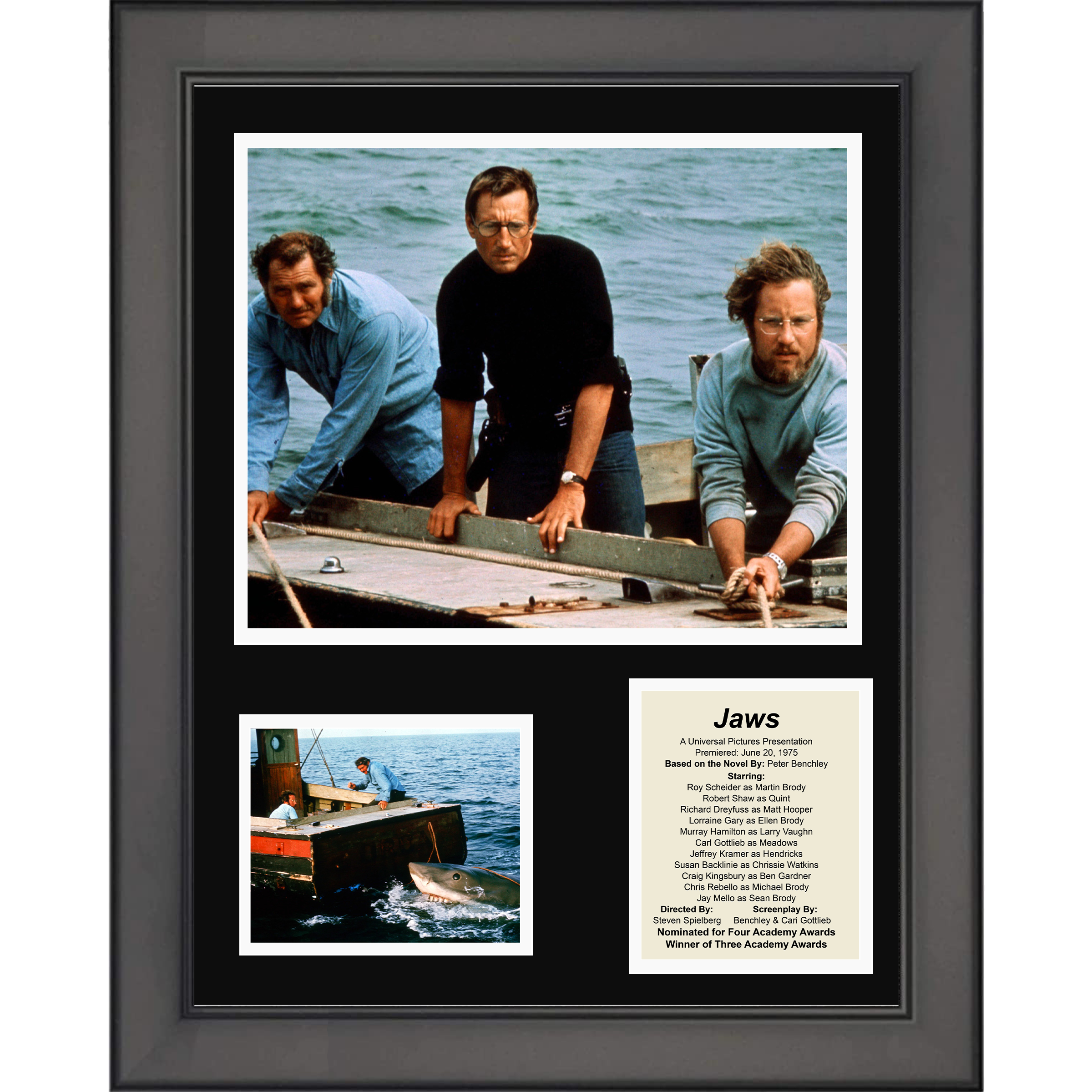 Framed Jaws Movie 11"x14" Three Photo Collage