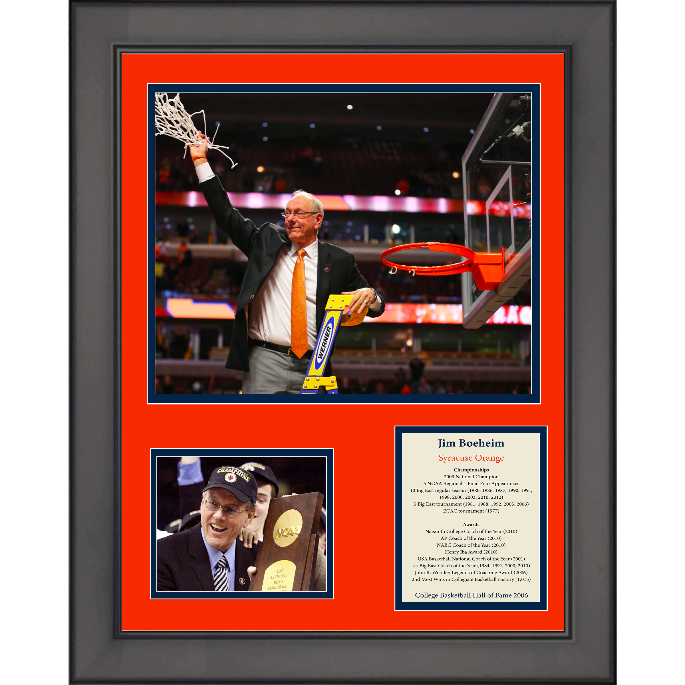 Framed Jim Boeheim Hall of Fame Syracuse Orange NCAA Basketball 11"x14" Three Photo Collage