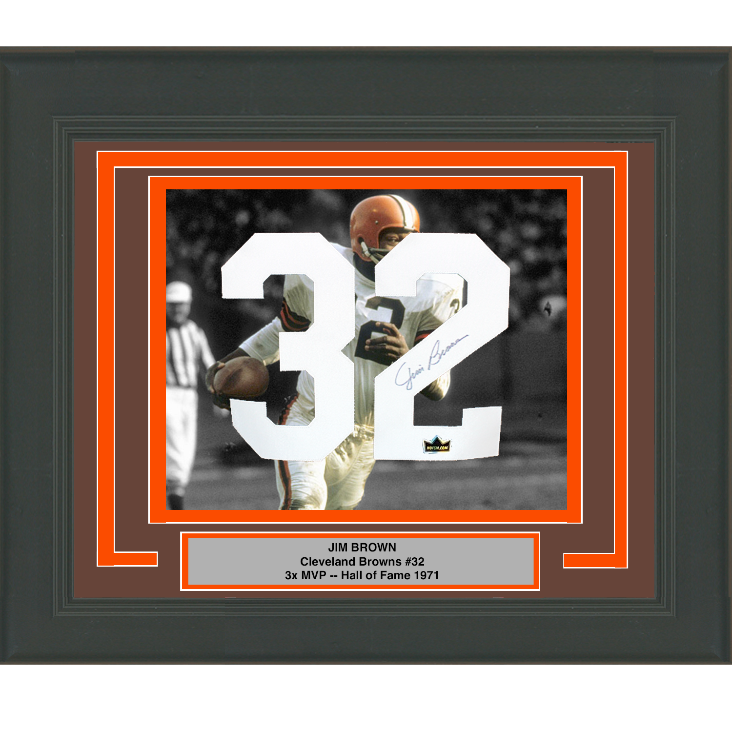 Framed Jim Brown Facsimile Autographed Jersey Number 23x21 Cleveland Browns Reprint Laser Auto Football Photo