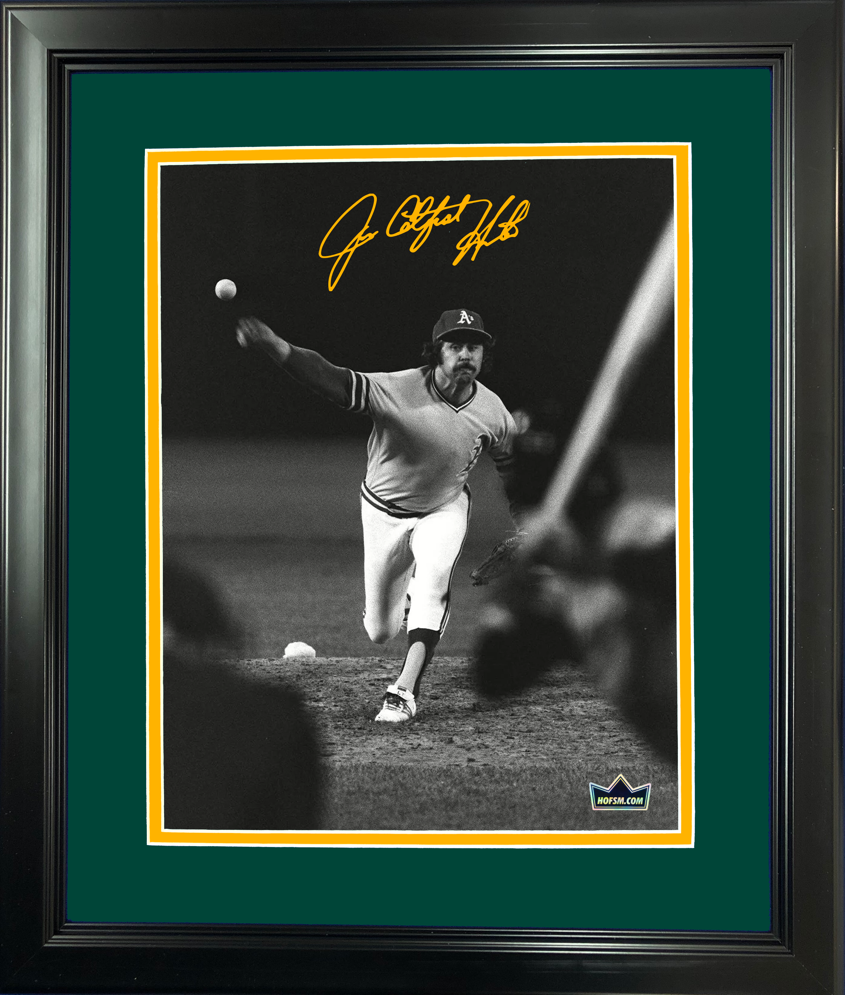 Framed Jim  Catfish  Hunter Oakland Athletics A's Facsimile Laser Engraved Signature Auto 11"x14" Baseball Photo HOFSM Holo
