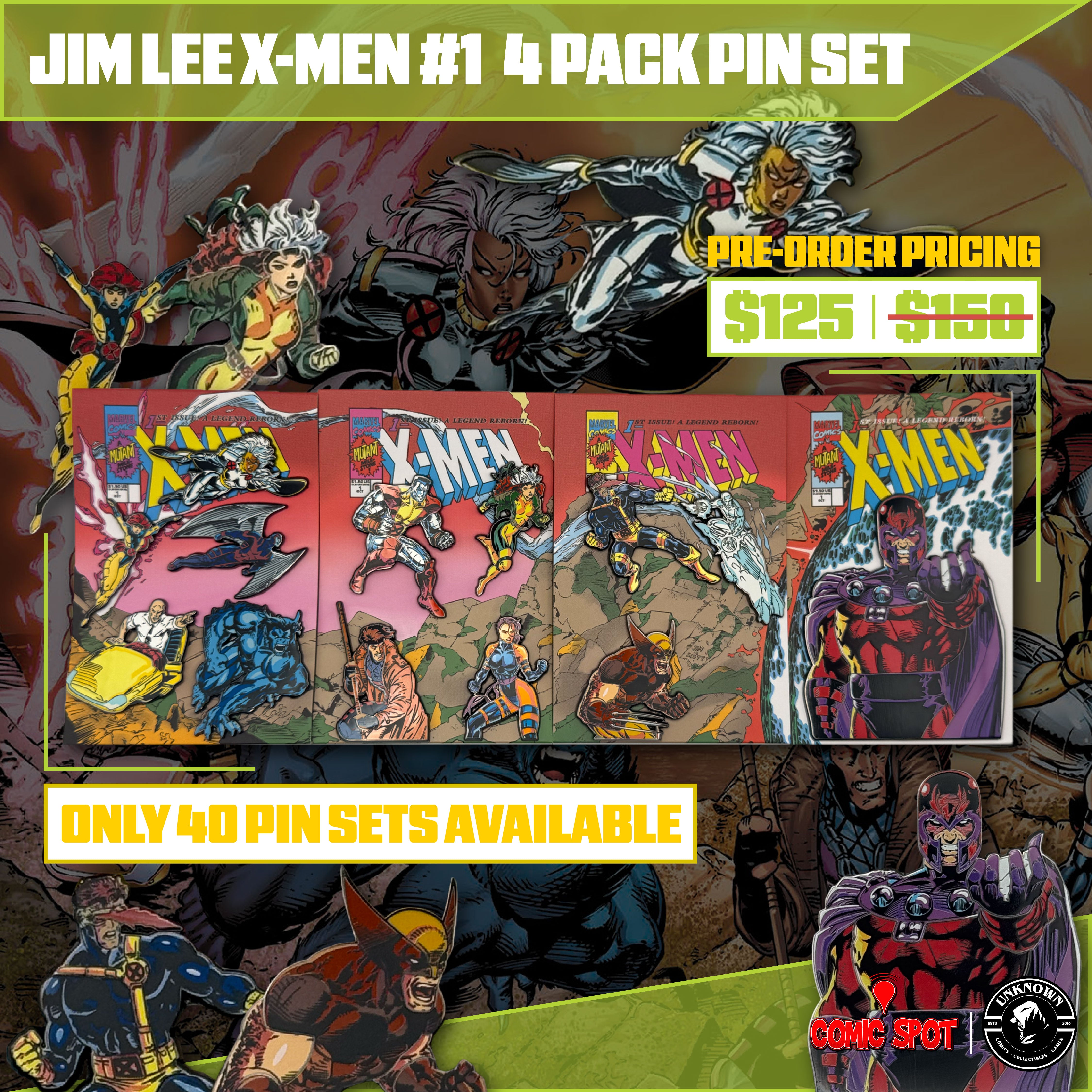 [BUNDLE] Jim Lee X-Men #1 4 Pack Exclusive Enamel GLITTER ✨ NYCC |  4 Pack SDCC Enamel Pins Sets (10/22/2025)