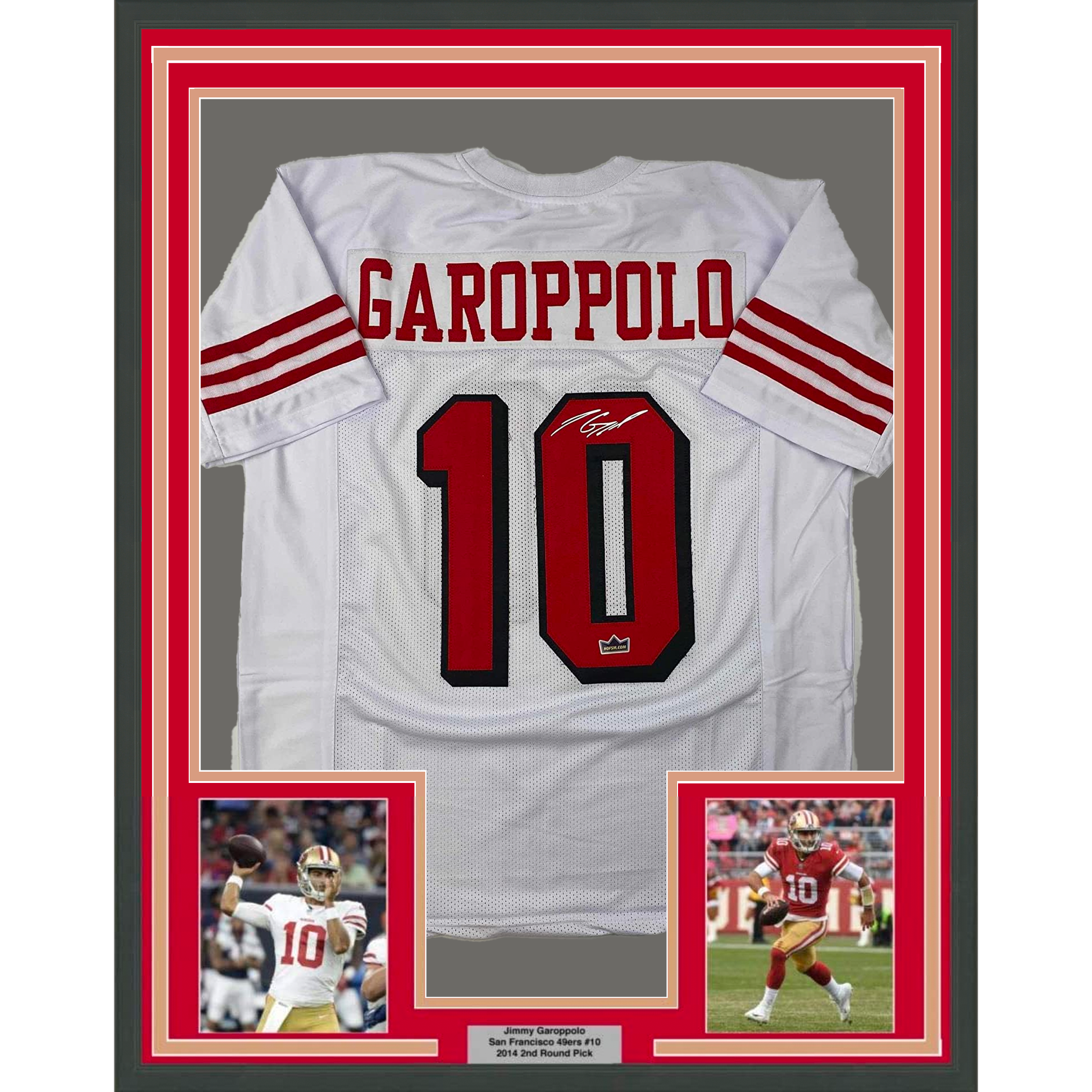 Framed Facsimile Autographed Jimmy Garoppolo 35x39 San Francisco White Alternate Reprint Laser Auto Football Jersey