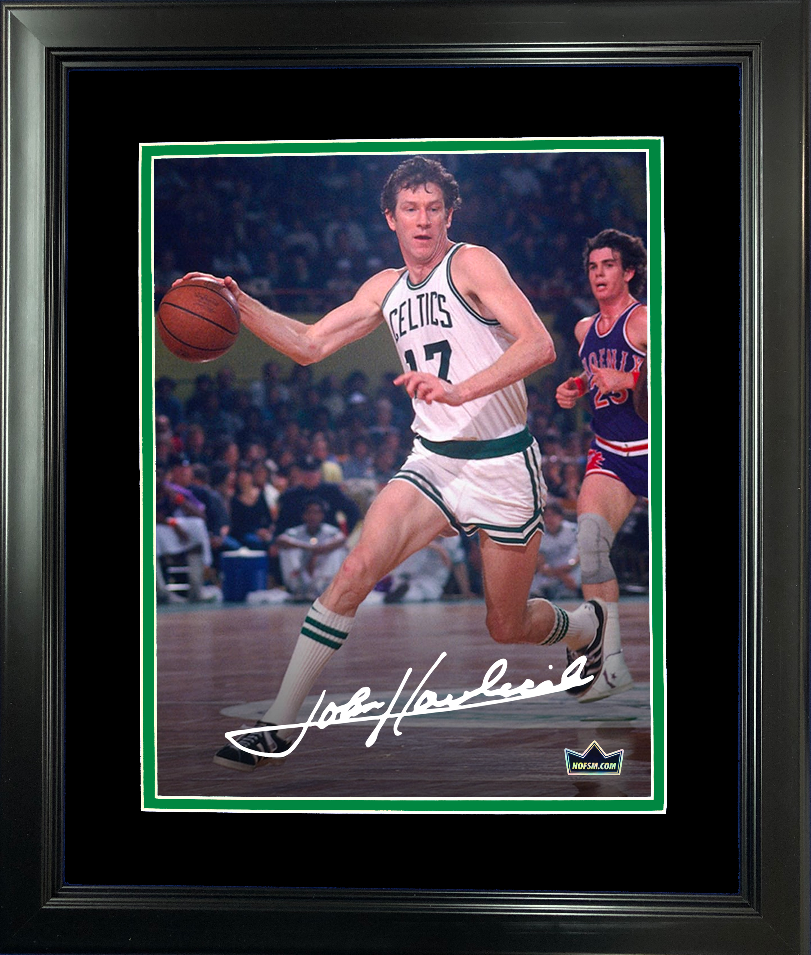 Framed John Havlicek Facsimile Laser Engraved Signature Auto 11"x14" Basketball Photo HOFSM Holo
