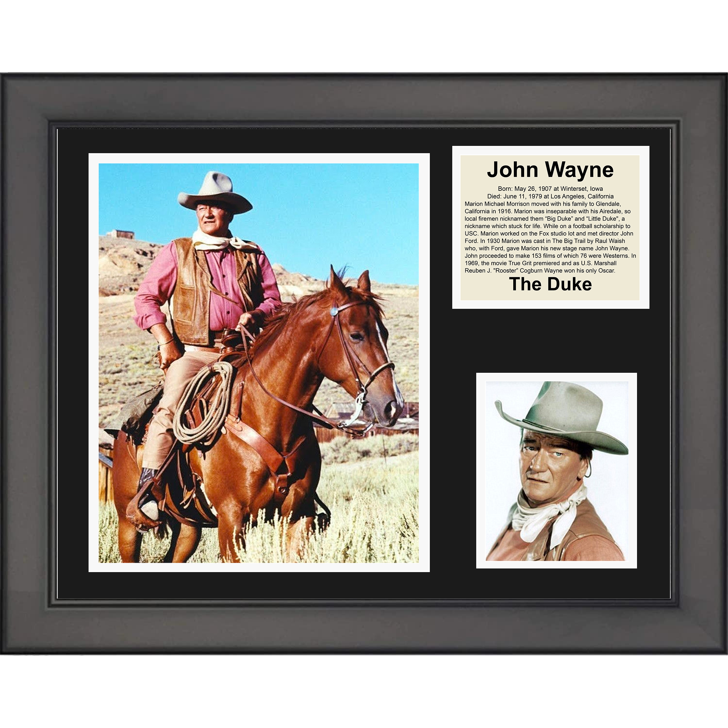 Framed John  The Duke  Wayne Actor 11"x14" Three Photo Collage