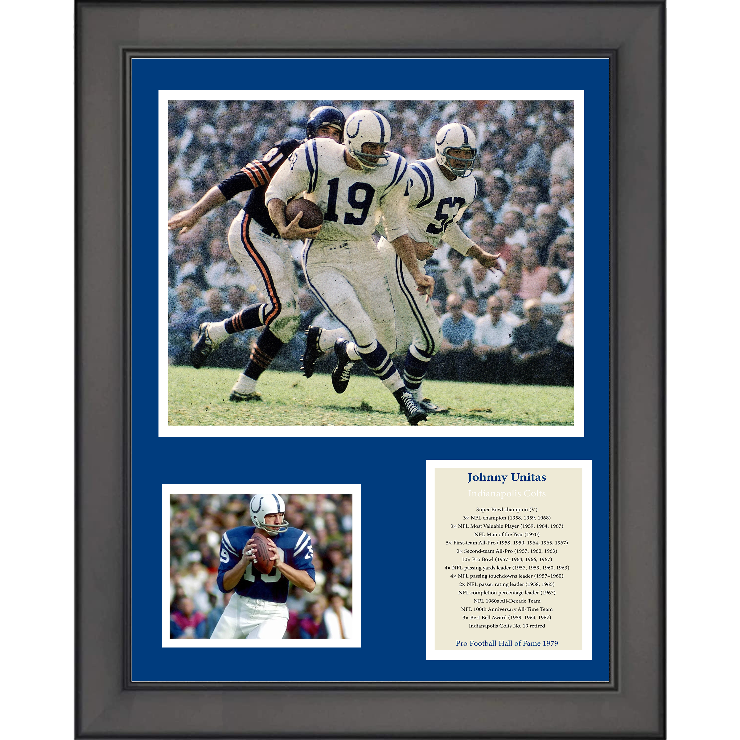 Framed Johnny Unitas Hall of Fame Indianapolis Colts Football 11"x14" Three Photo Collage