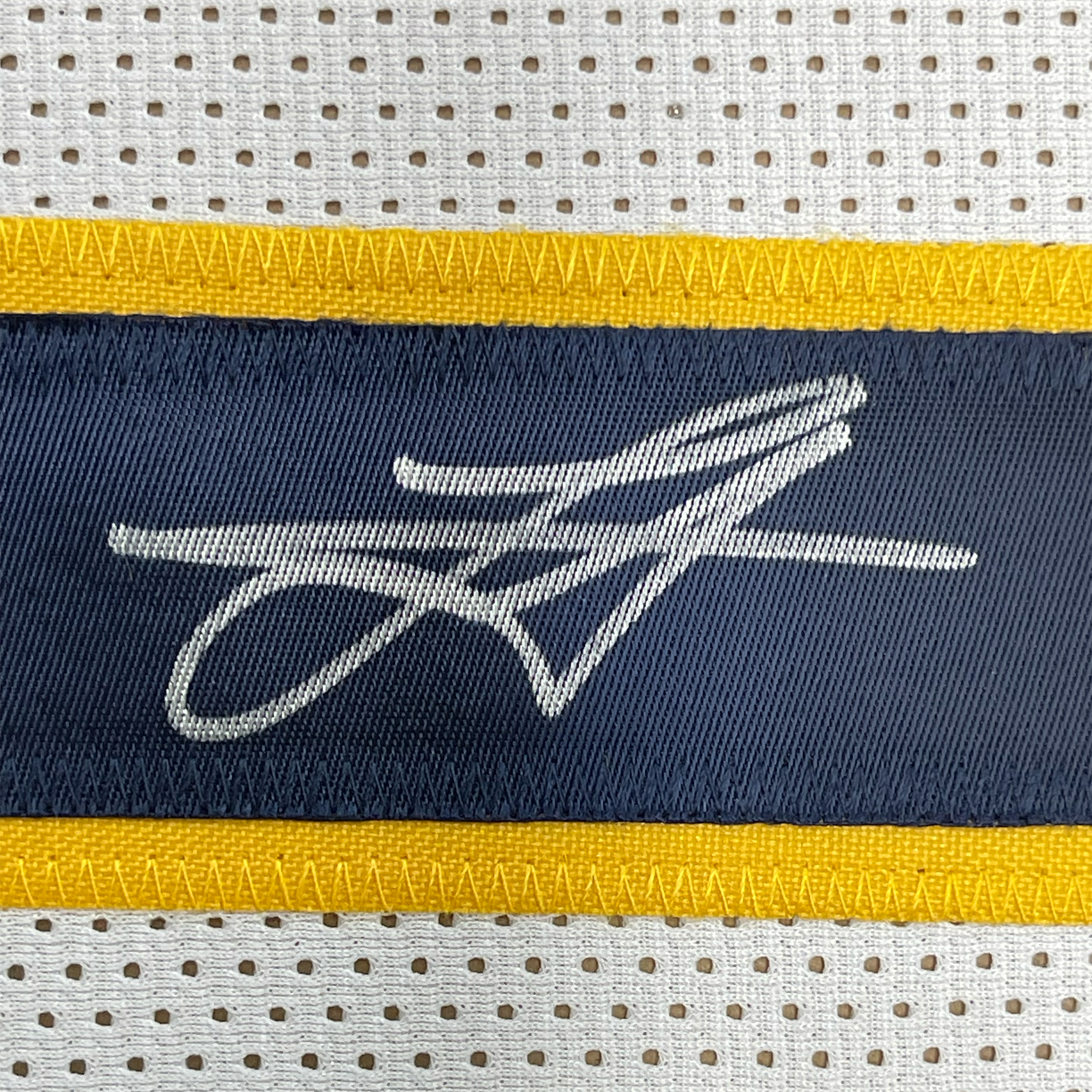 Framed Autographed/Signed Nikola Jokic 35x39 Denver White Basketball Jersey JSA COA