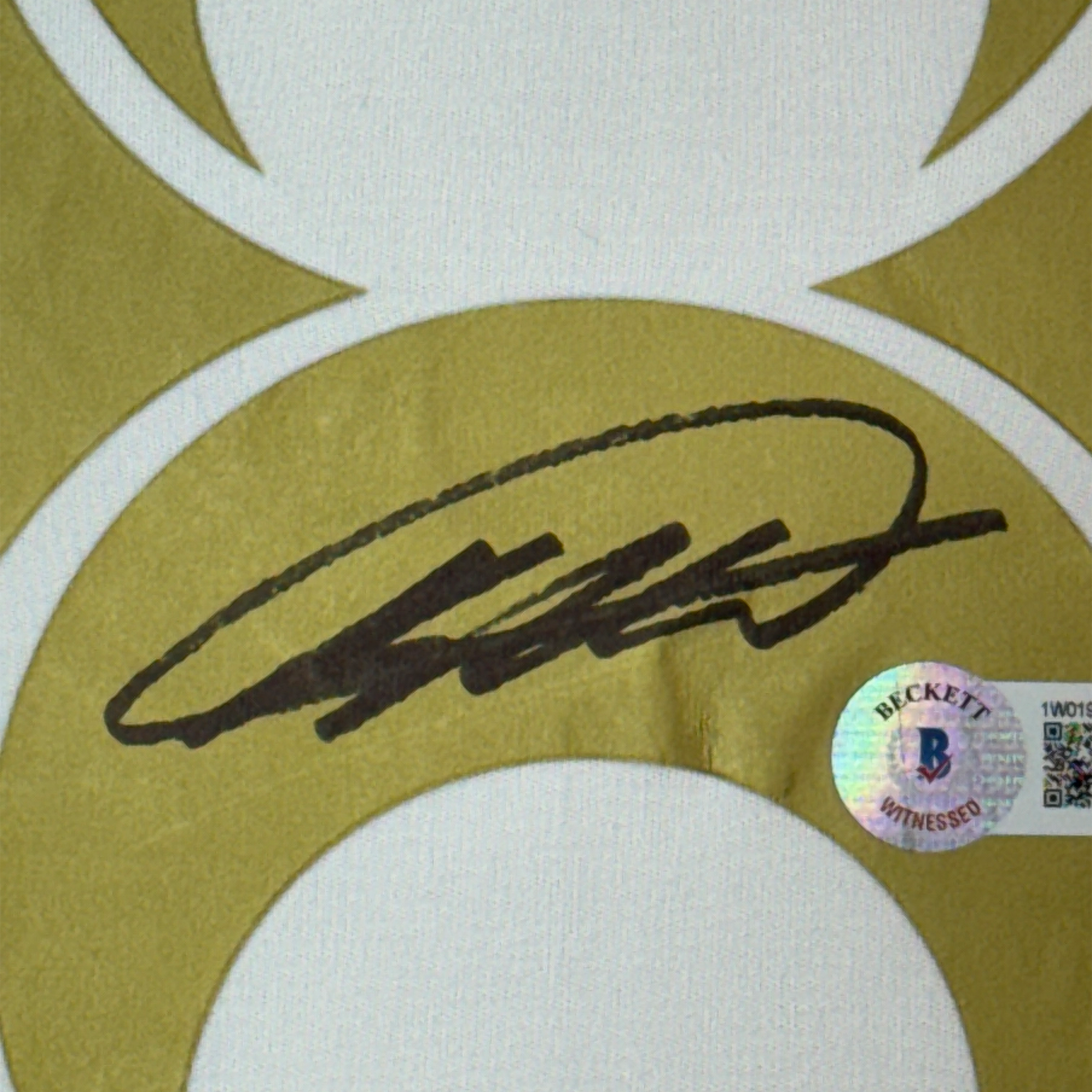 Framed Autographed/Signed Ricardo Kaka 35x39 Real Madrid White/Gold Retro Soccer Futbol Jersey Beckett BAS COA