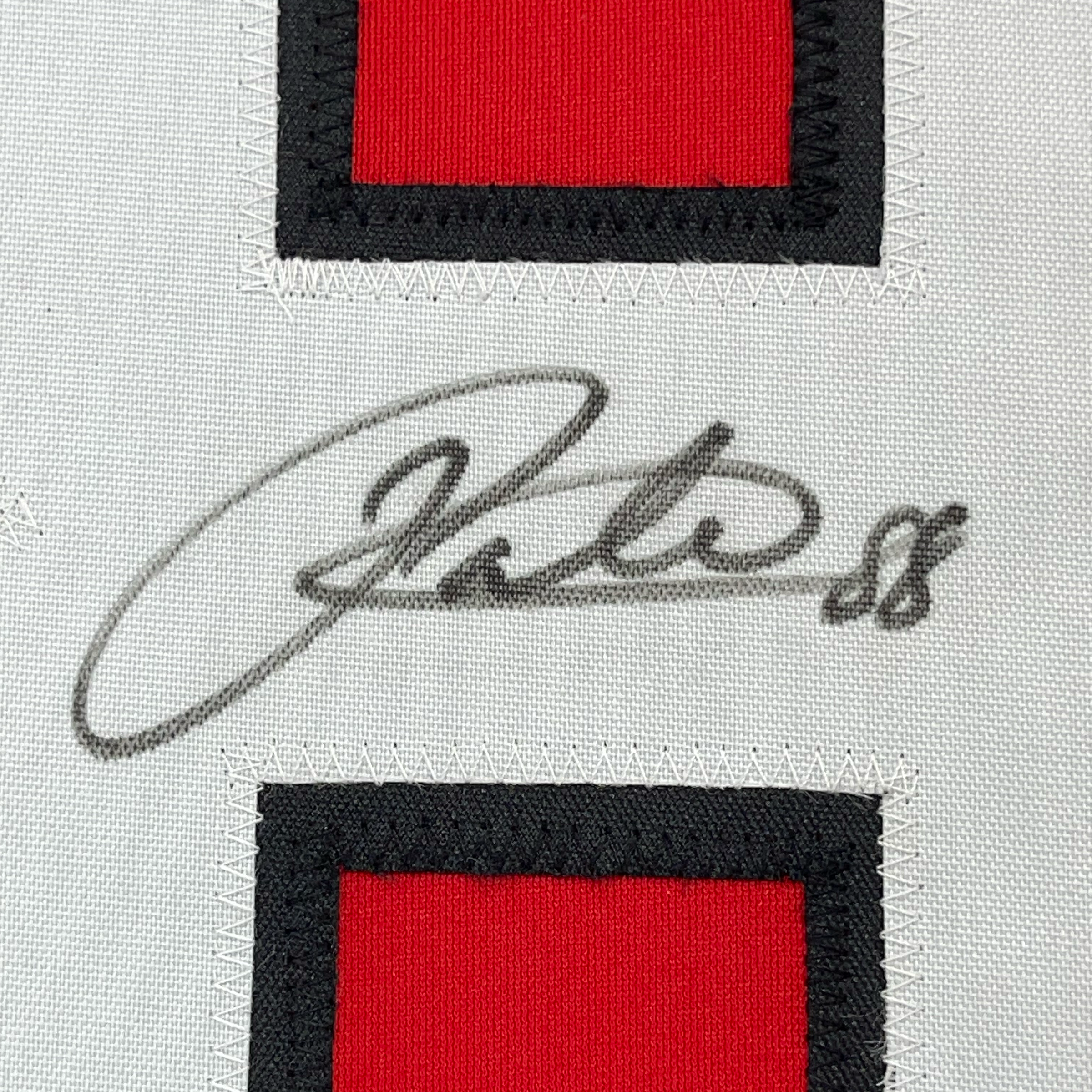 Framed Autographed/Signed Patrick Kane 35x39 Chicago Red Hockey Jersey Beckett BAS COA