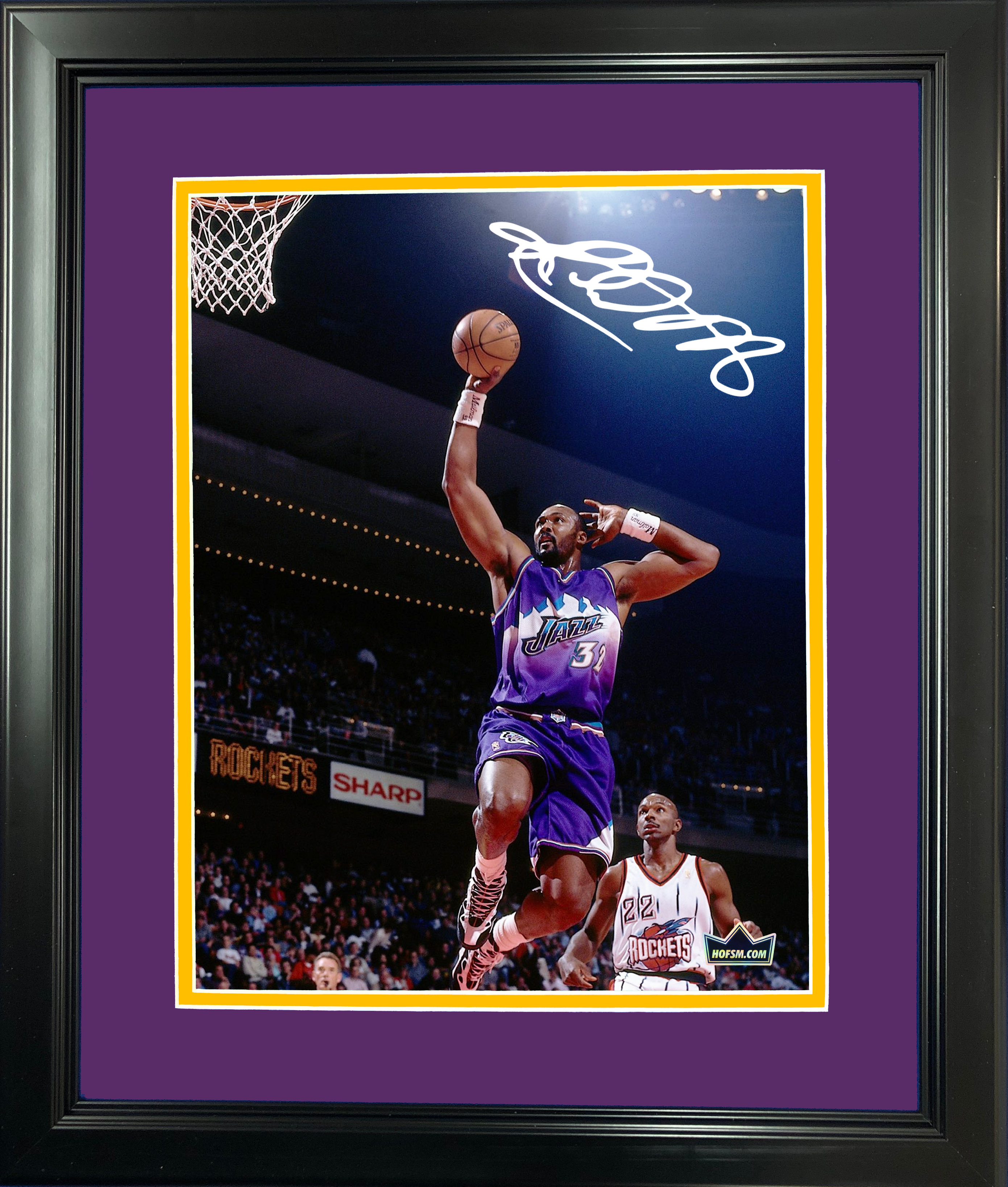 Framed Karl Malone Utah Jazz Facsimile Laser Engraved Signature Auto 11"x14" Basketball Photo HOFSM Holo