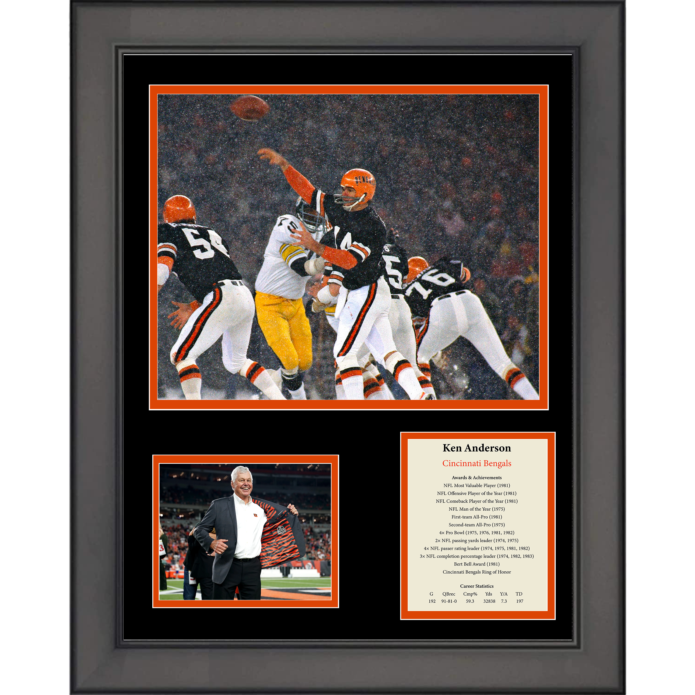 Framed Ken Anderson Cincinnati Bengals 11"x14" Football Three Photo Collage
