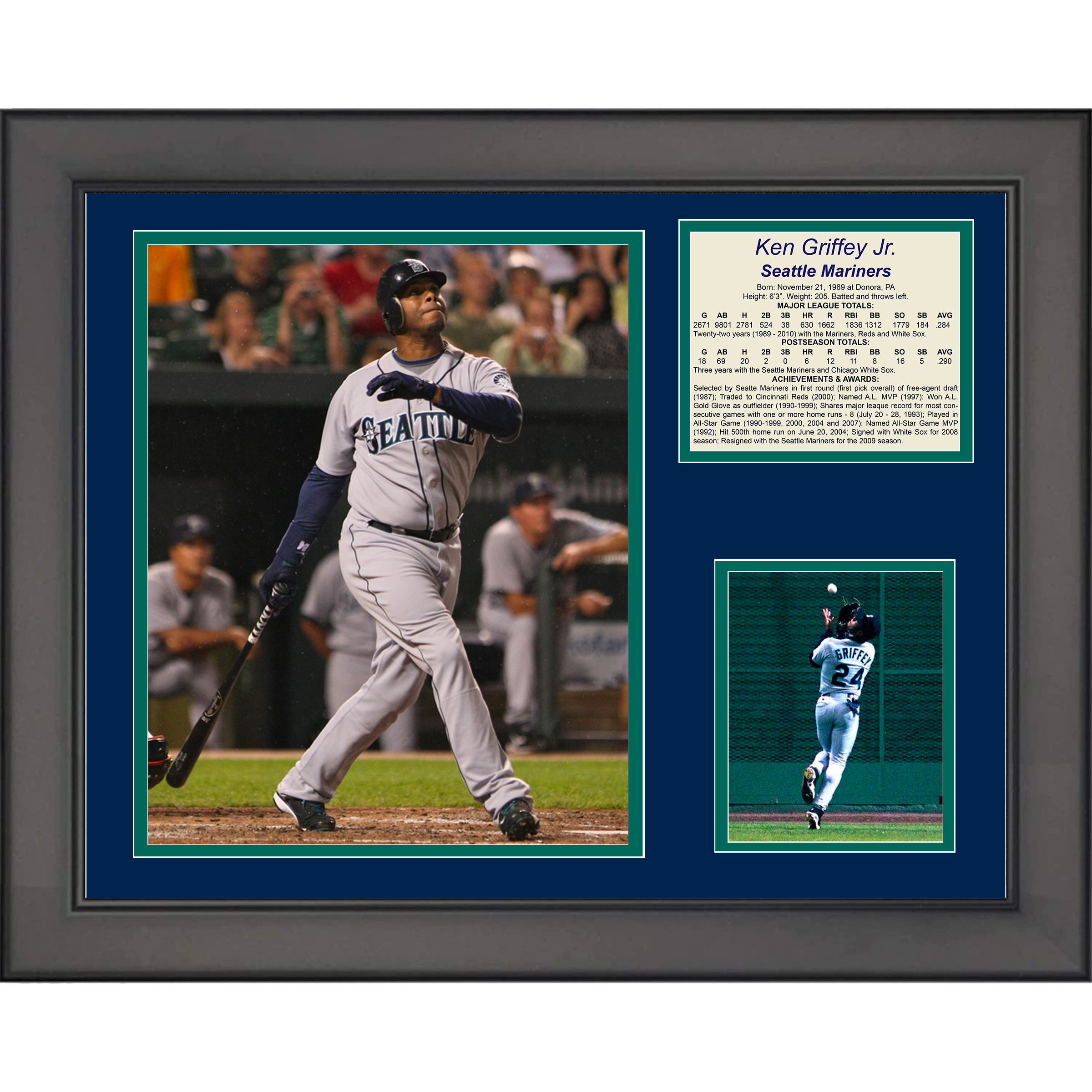 Framed Ken Griffey Jr Hall of Fame Seattle Mariners 11"x14" Baseball Three Photo Collage #2