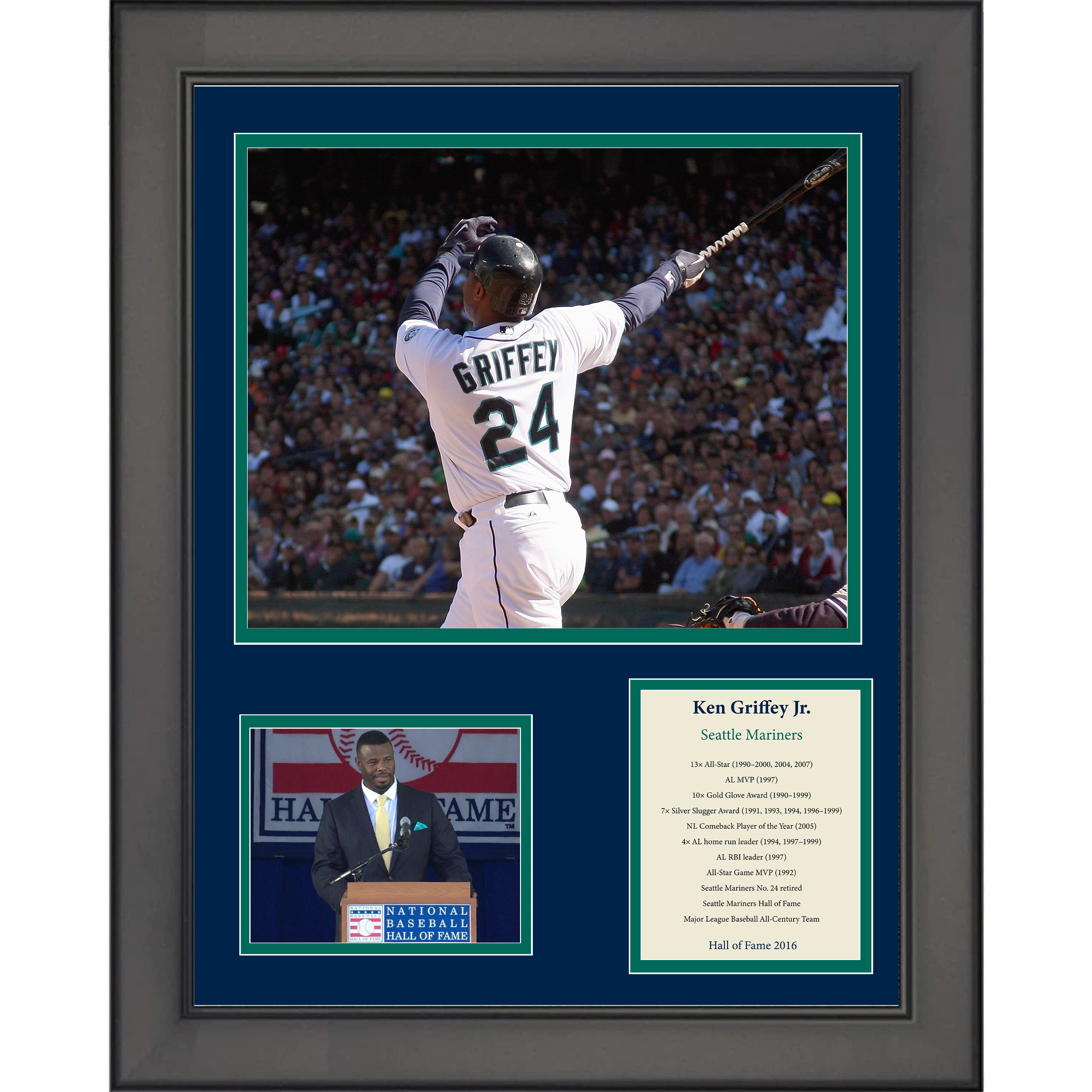 Framed Ken Griffey Jr Hall of Fame 11"x14" Baseball Three Photo Collage