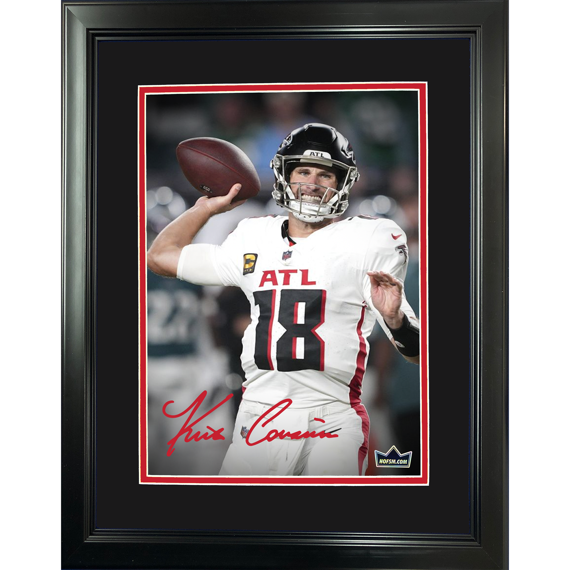 Framed Kirk Cousins Atlanta Falcons Facsimile Laser Engraved Signature Auto 11"x14" Football Photo HOFSM Holo