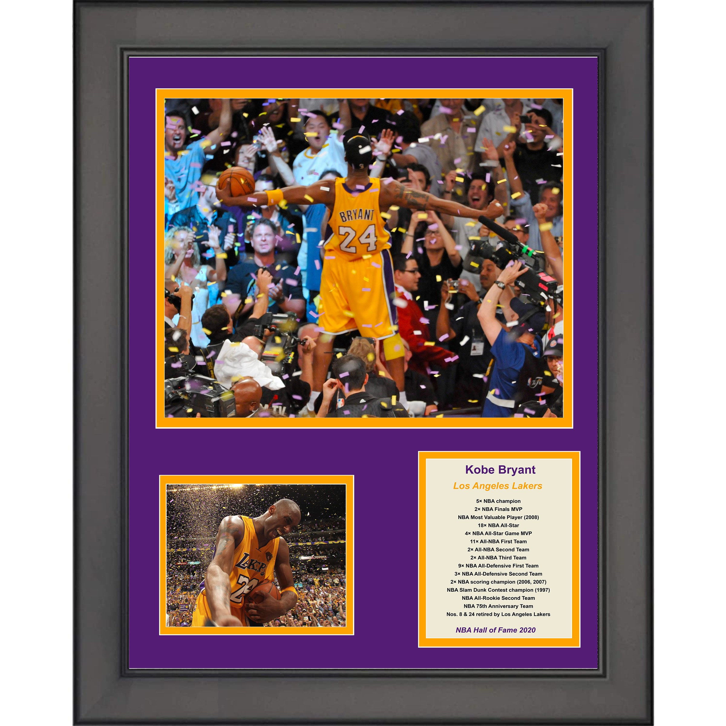 Framed Kobe Bryant Hall of Fame Los Angeles Lakers Basketball 11"x14" Three Photo Collage