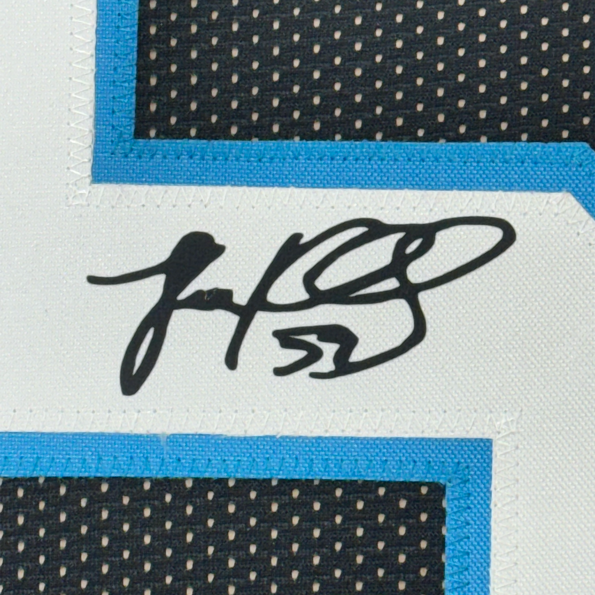 Framed Facsimile Autographed Luke Kuechly 35x39 Carolina Black Reprint Laser Auto Football Jersey