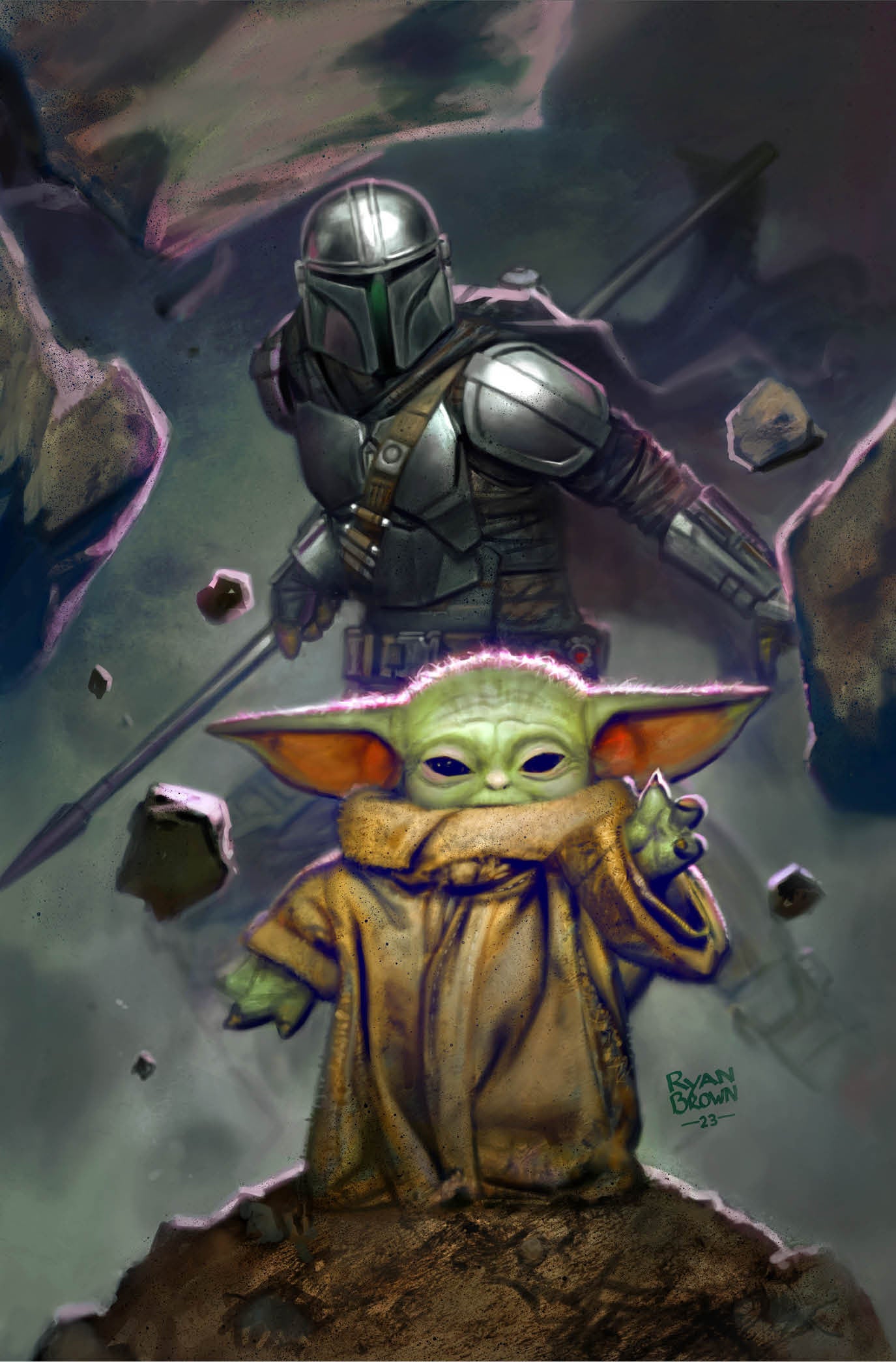 The Mandalorian and Baby Yoda by Ken Lashley : r/StarWars