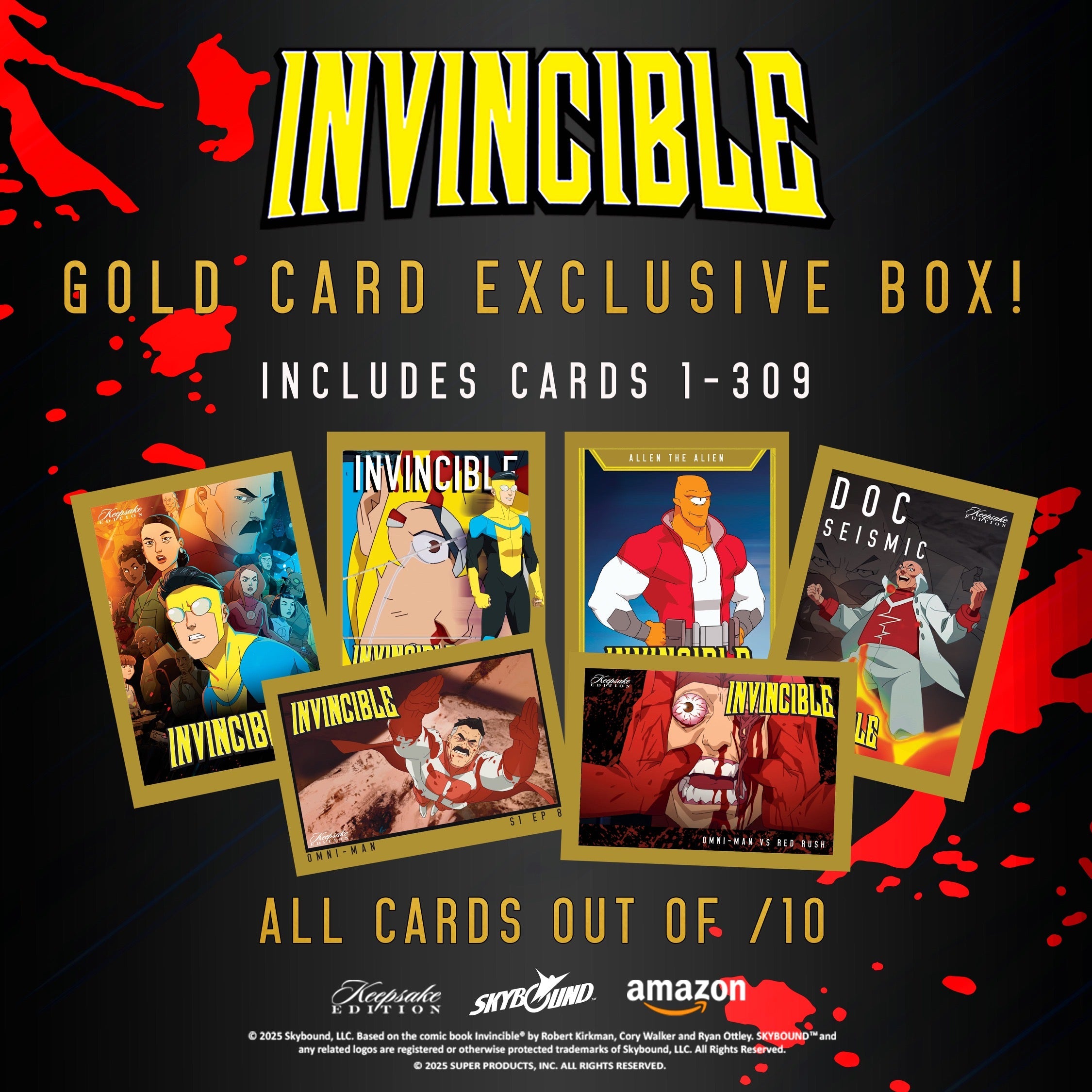 Invincible Season 1 2025 Keepsake Premiere Trading Cards Golden Apple Comics Gold /10 Exclusive