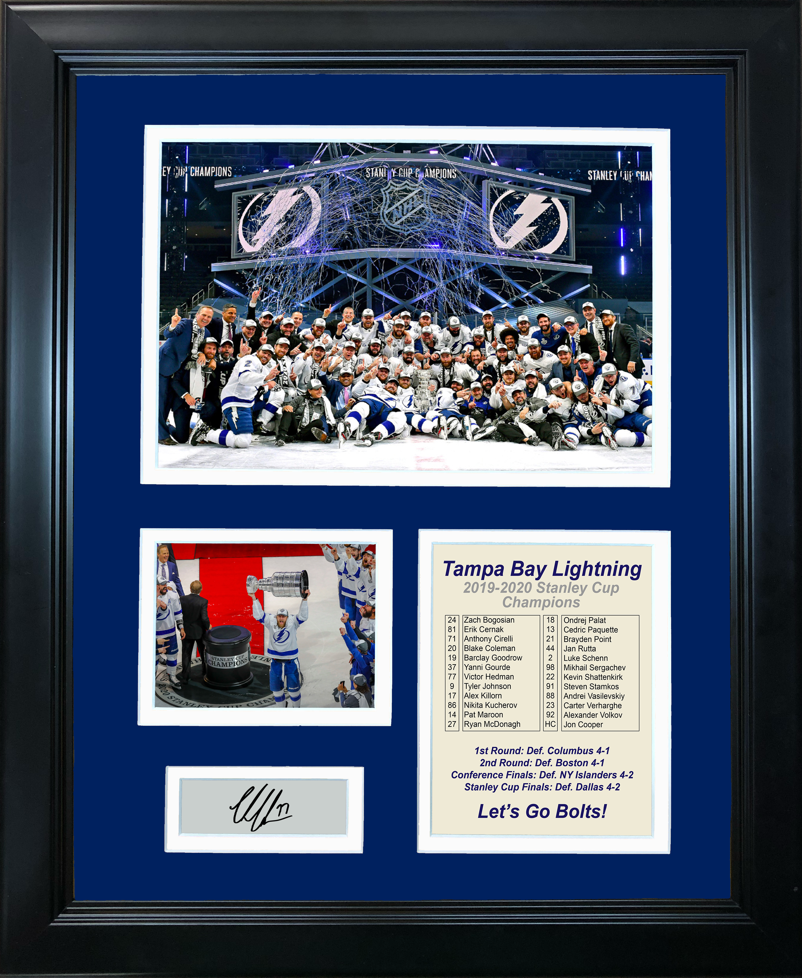 Framed 2019 Stanley Cup Champions Facsimile Laser Engraved Signature Auto 11"x14" Photo Sig Collage
