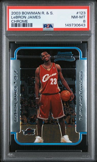 Graded 2003 Bowman Rookies & Stars LeBron James #123 Rookie RC Basketball Card PSA 8 NM-MT