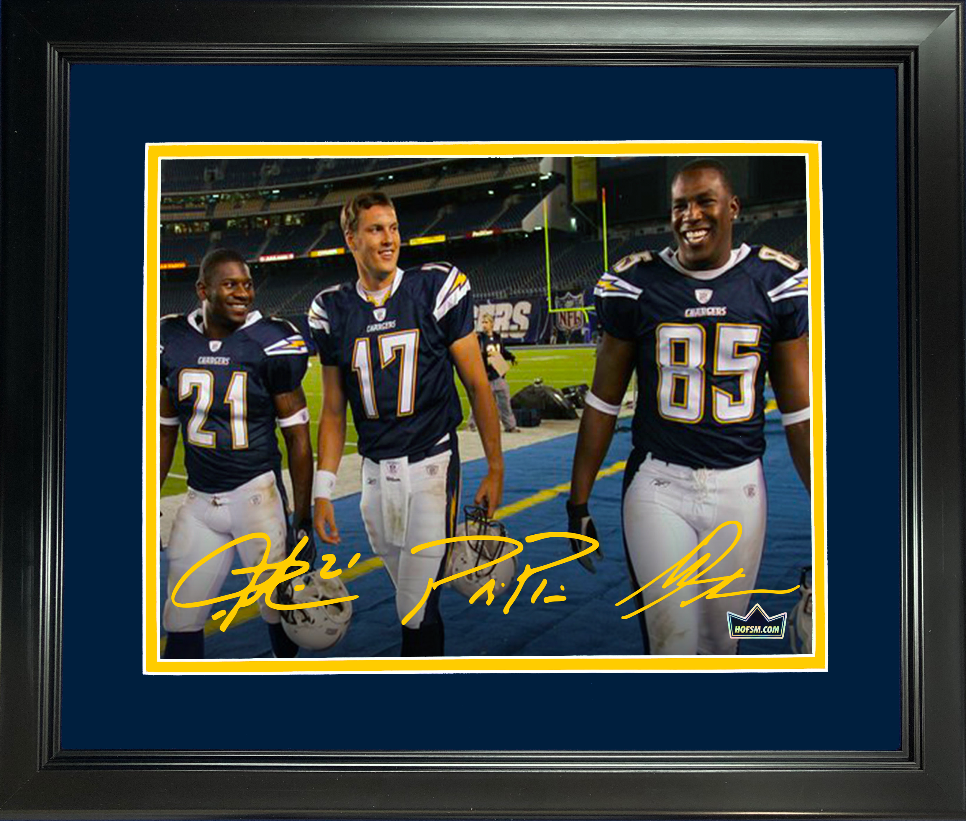 Framed LaDainian Tomlinson, Philip Rivers & Antonio Gates San Diego Chargers Facsimile Laser Engraved Signature Auto 11"x14" Football Photo HOFSM Holo