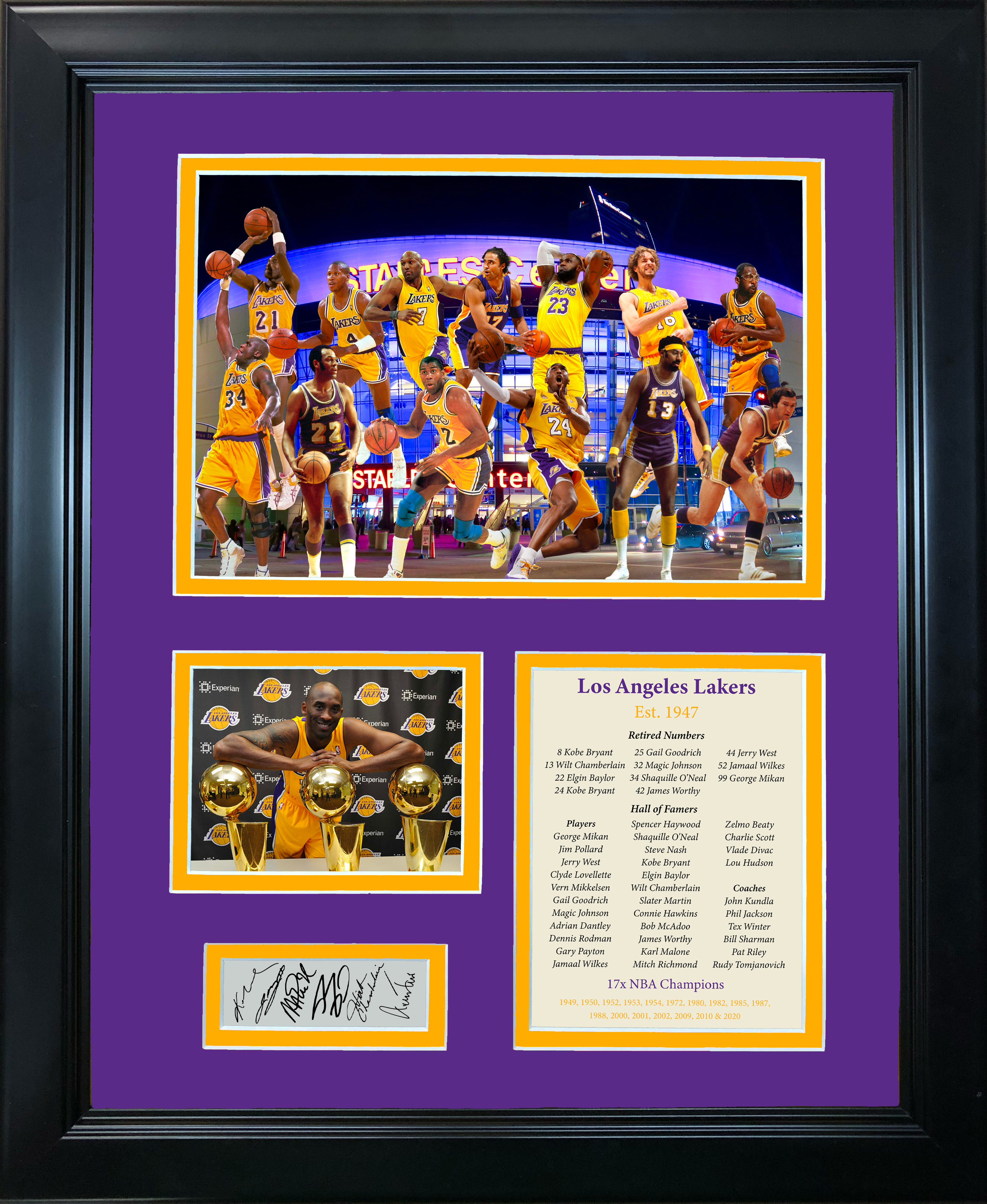 Framed Los Angeles Lakers All-Time Greats Facsimile Laser Engraved Signature Auto 11"x14" Basketball Photo Sig Collage