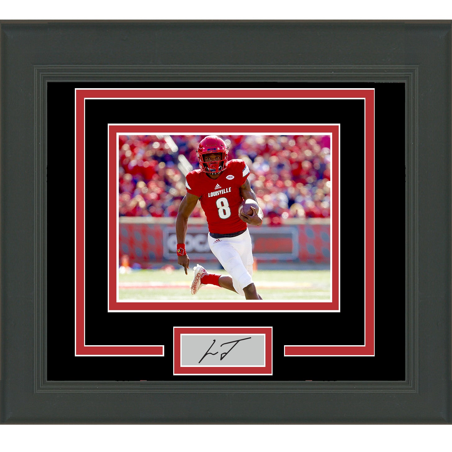 Framed Lamar Jackson Facsimile Laser Engraved Signature Auto Louisville Cardinals 11x14 Football Photo