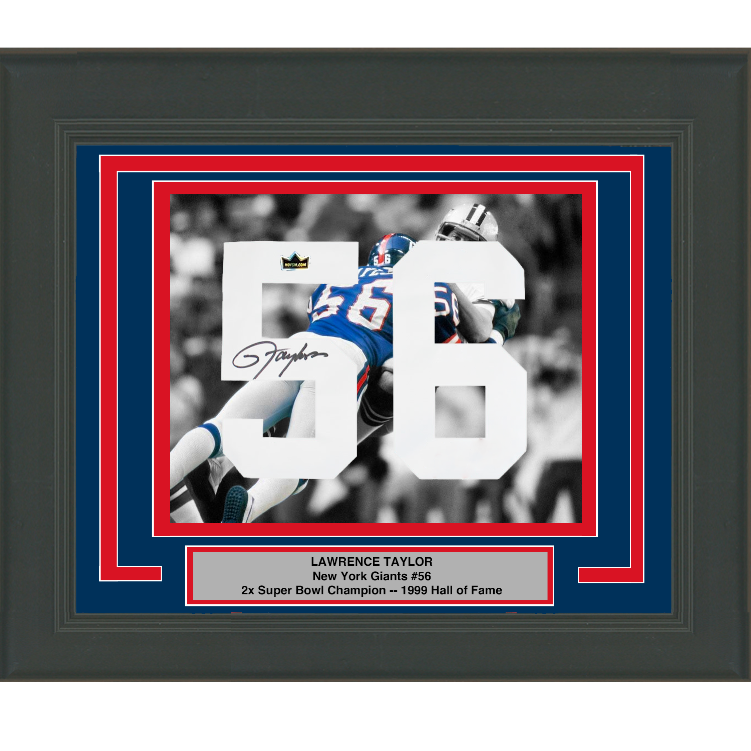 Framed Lawrence Taylor Facsimile Autographed Jersey Number 23x21 New York Giants Reprint Laser Auto Football Photo