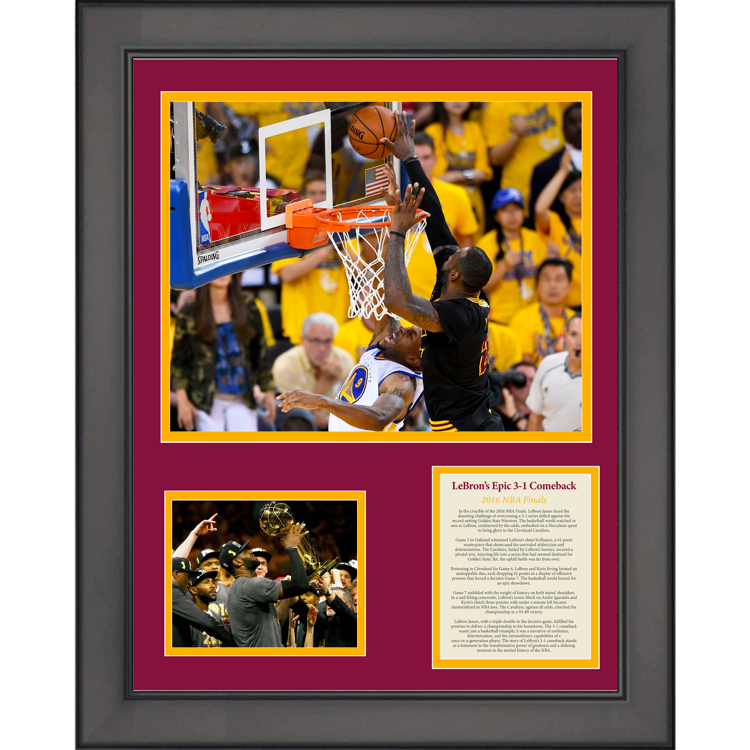Framed LeBron James 3-1 Comeback 2016 NBA Finals Cleveland Cavaliers Basketball 11"x14" Three Photo Collage