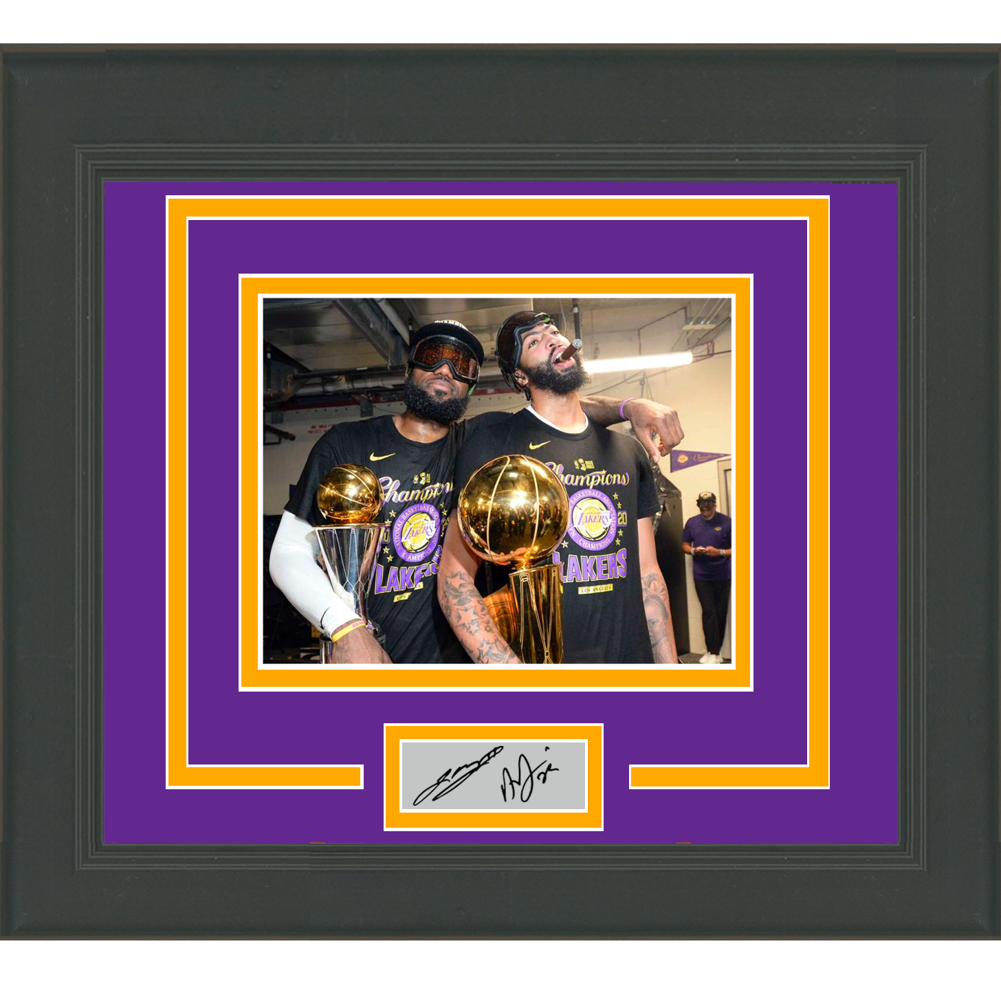 Framed LeBron James Anthony Davis Facsimile Laser Engraved Signature Auto Los Angeles Lakers 11x14 Basketball Photo