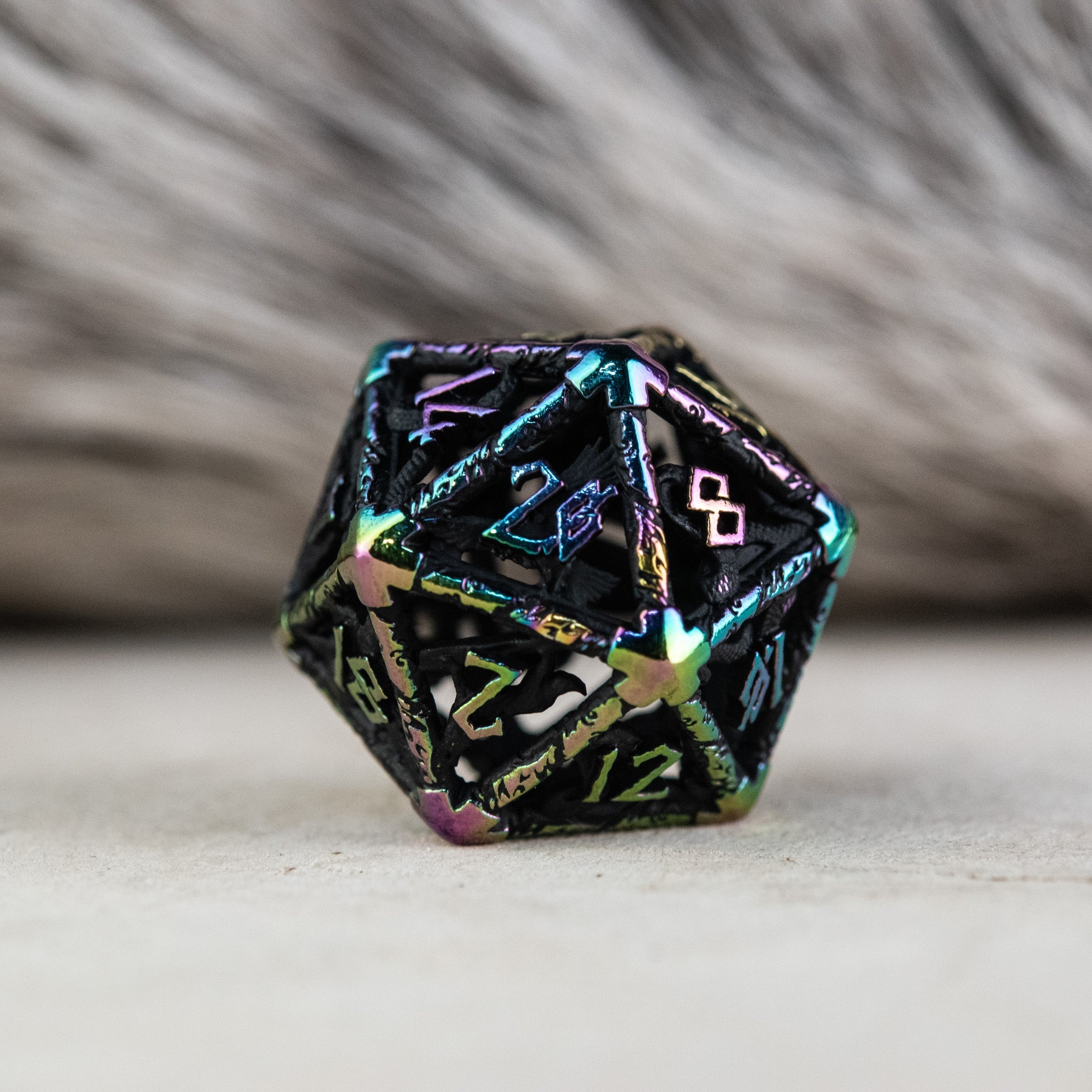 Legends of Valhalla - Matte Black and Iridescent Hollow Metal Dice Set
