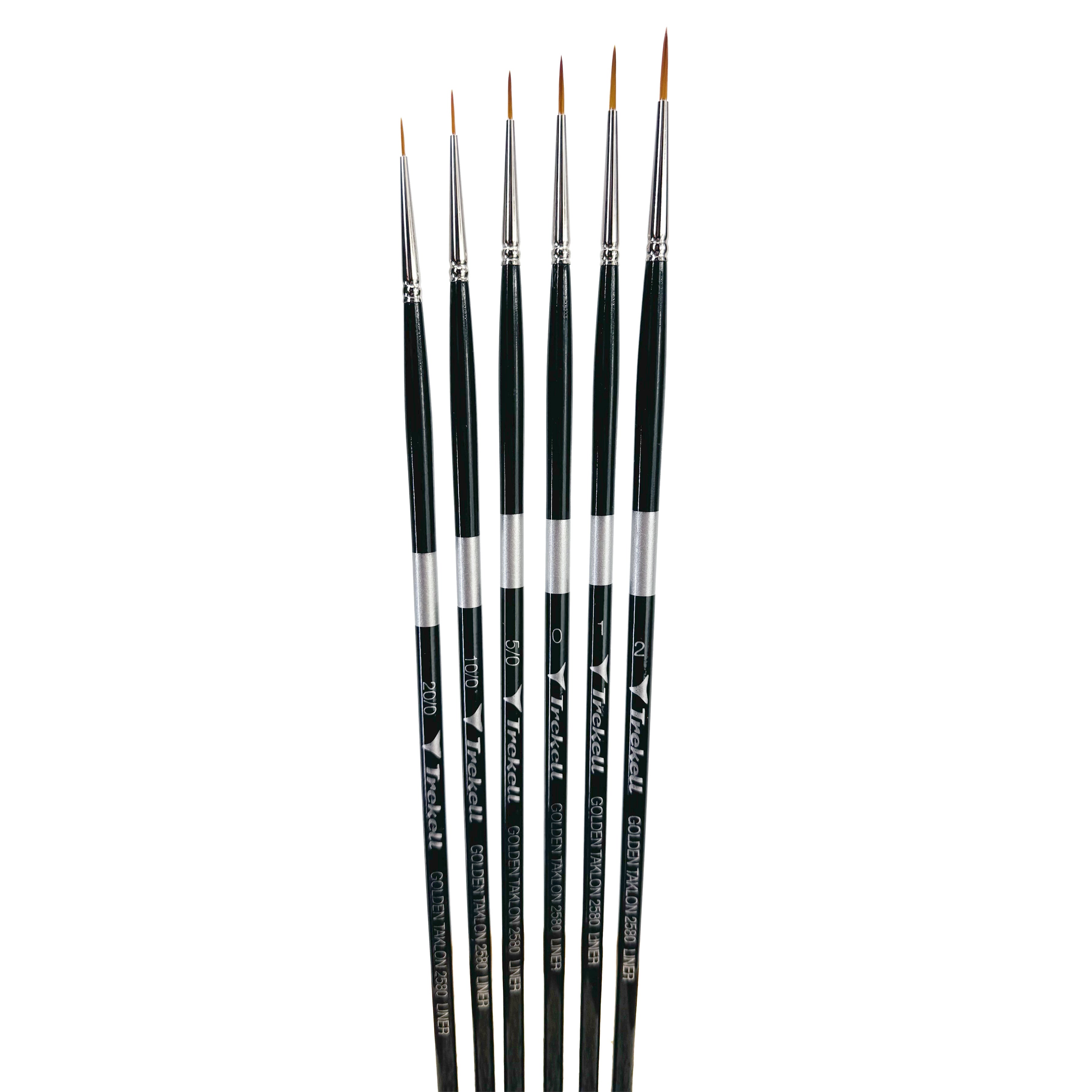 Trekell Golden Taklon Long Handle Artist Brush -  Complete Set - Liner