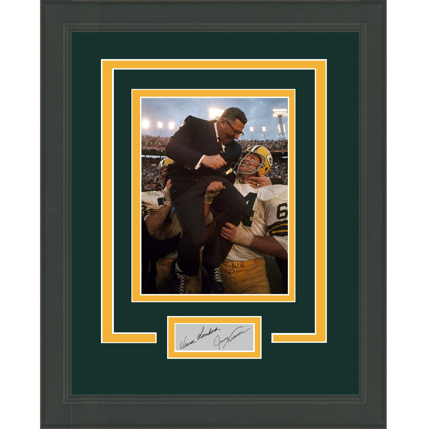 Framed Vince Lombardi and Jerry Kramer Facsimile Laser Engraved Signature Auto Green Bay Packers 11x14 Football Photo