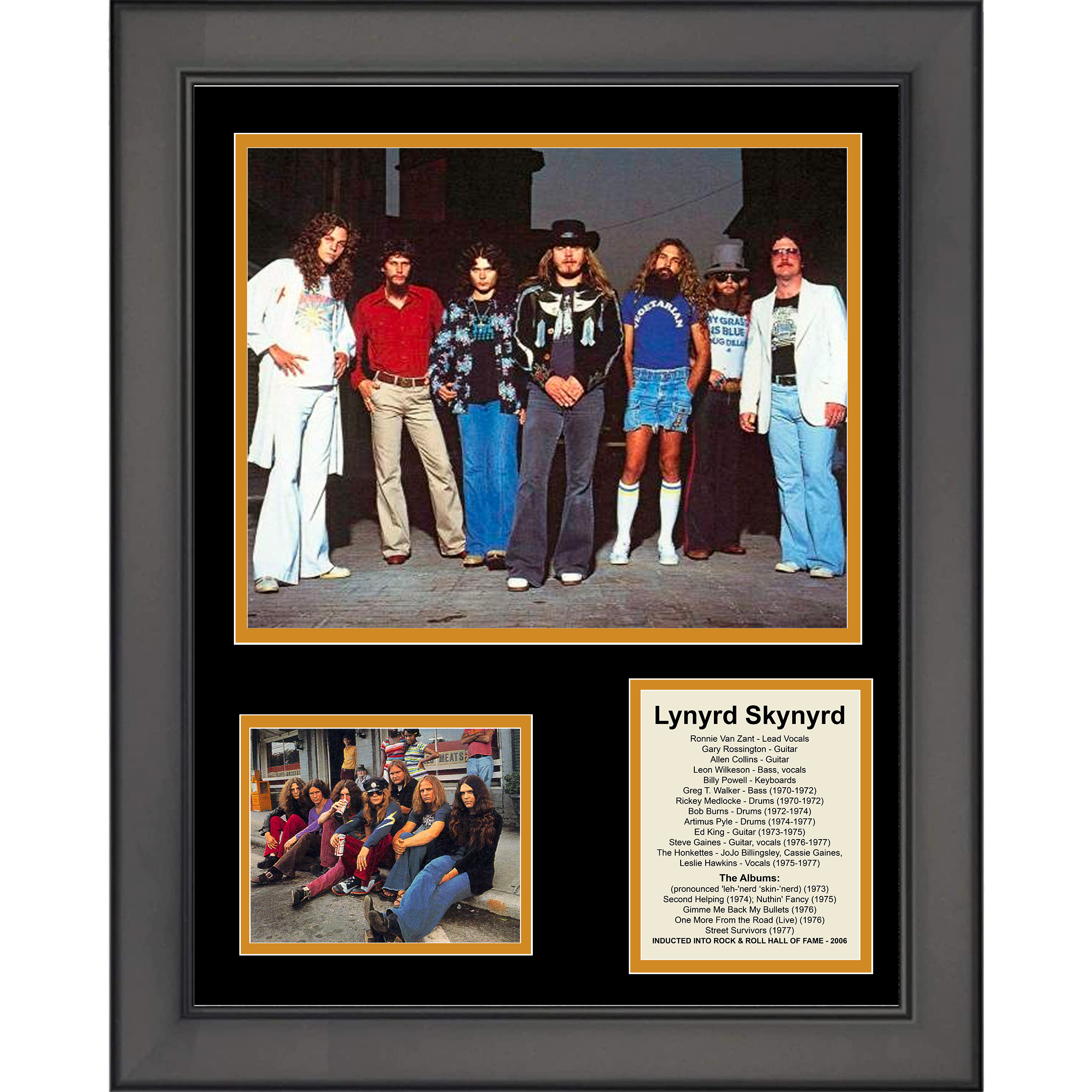 Framed Lynyrd Skynyrd Discography 11"x14" Music Three Photo Collage