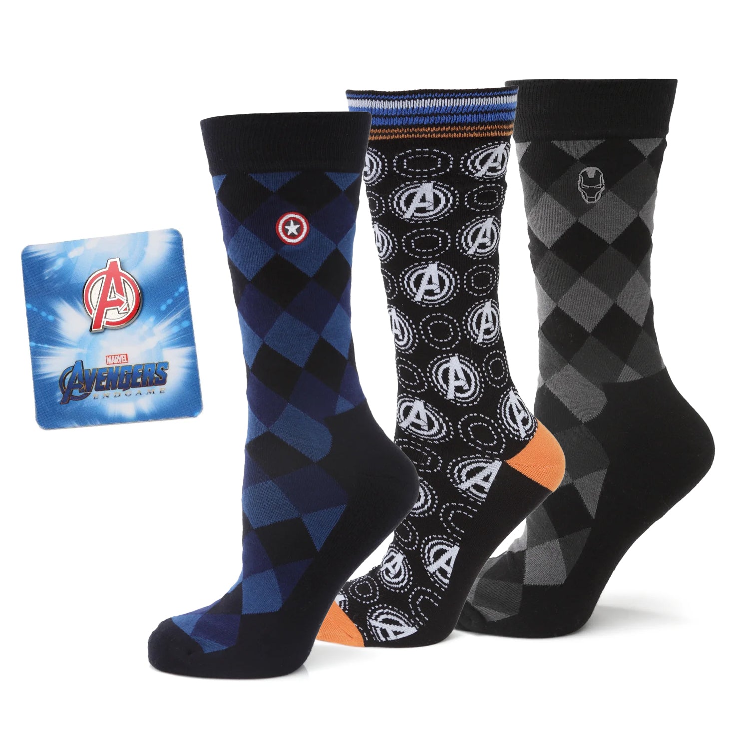 Marvel Argyle 3 Socks Pack and Lapel Pin Gift Set