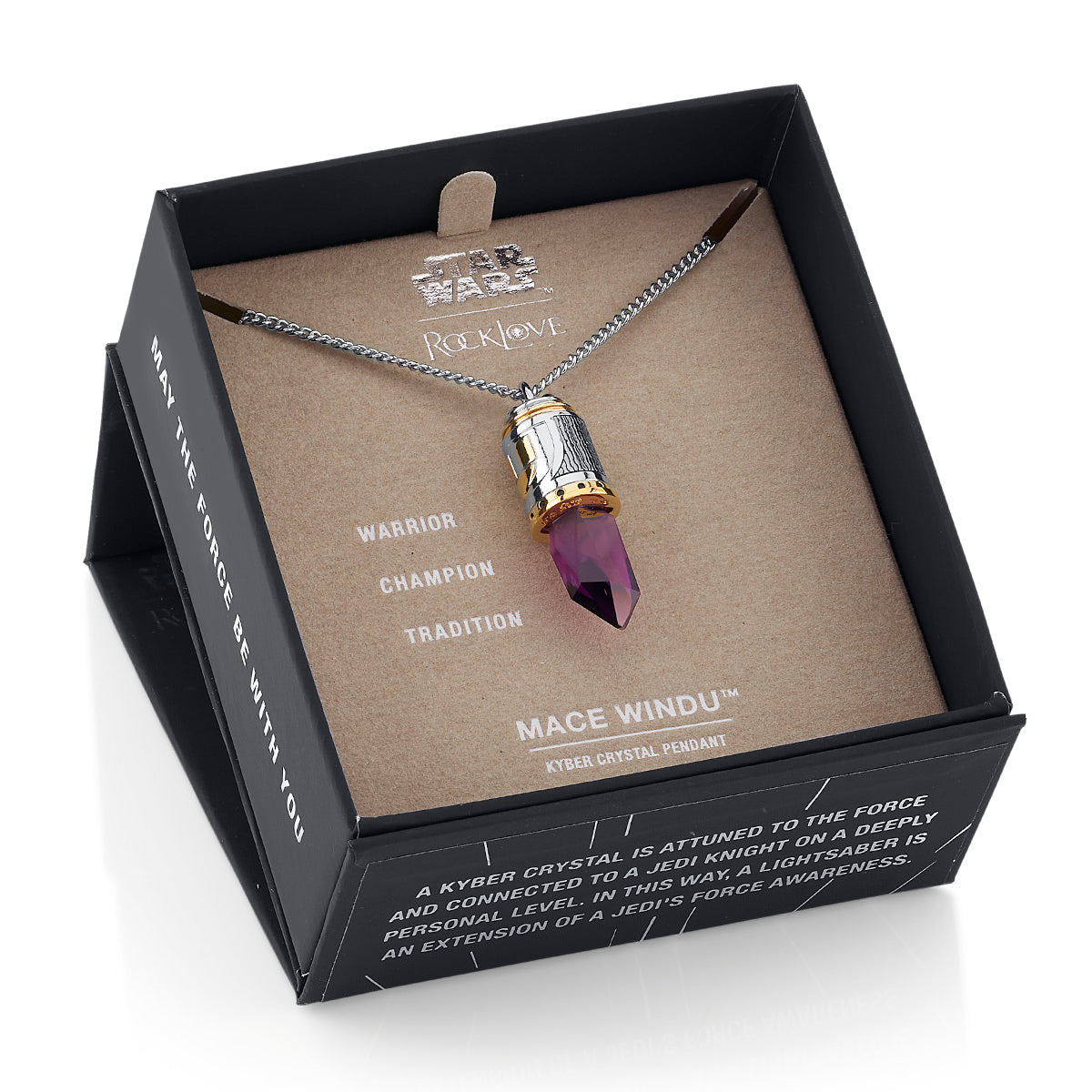 Star Wars X RockLove Mace Windu Kyber Crystal Necklace