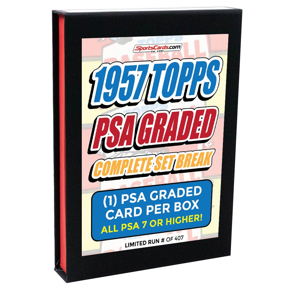 1957 TOPPS BASEBALL COMPLETE PSA GRADED SET BREAK – 1 CARD PER BOX! ALL PSA 7 OR HIGHER!