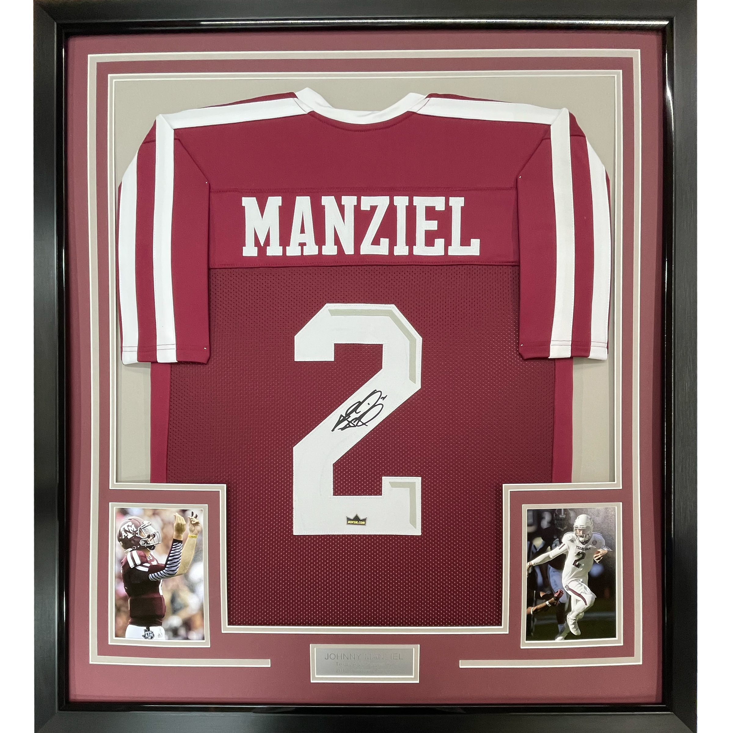 Framed Facsimile Autographed Johnny Manziel 35x39 Texas A&M Maroon Reprint Laser Auto College Football Jersey