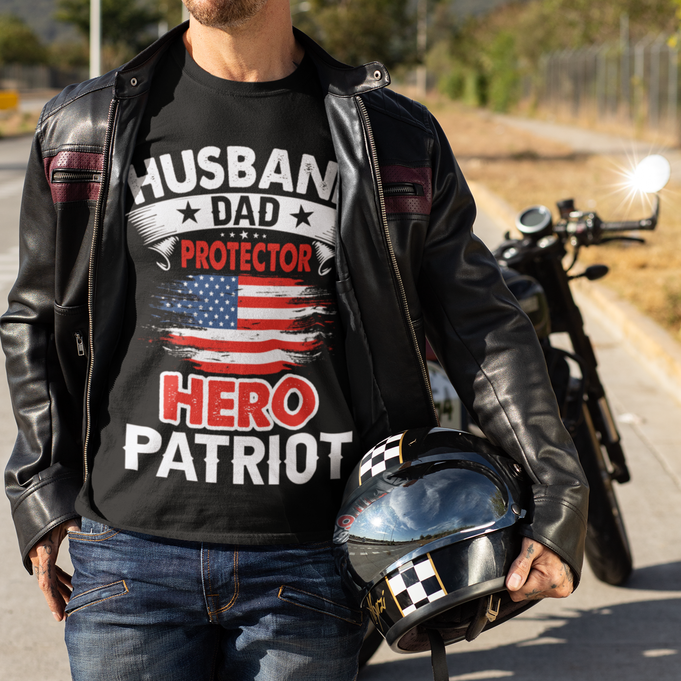 Husband, Dad, Protector, Hero, Patriot Short Sleeve Tee